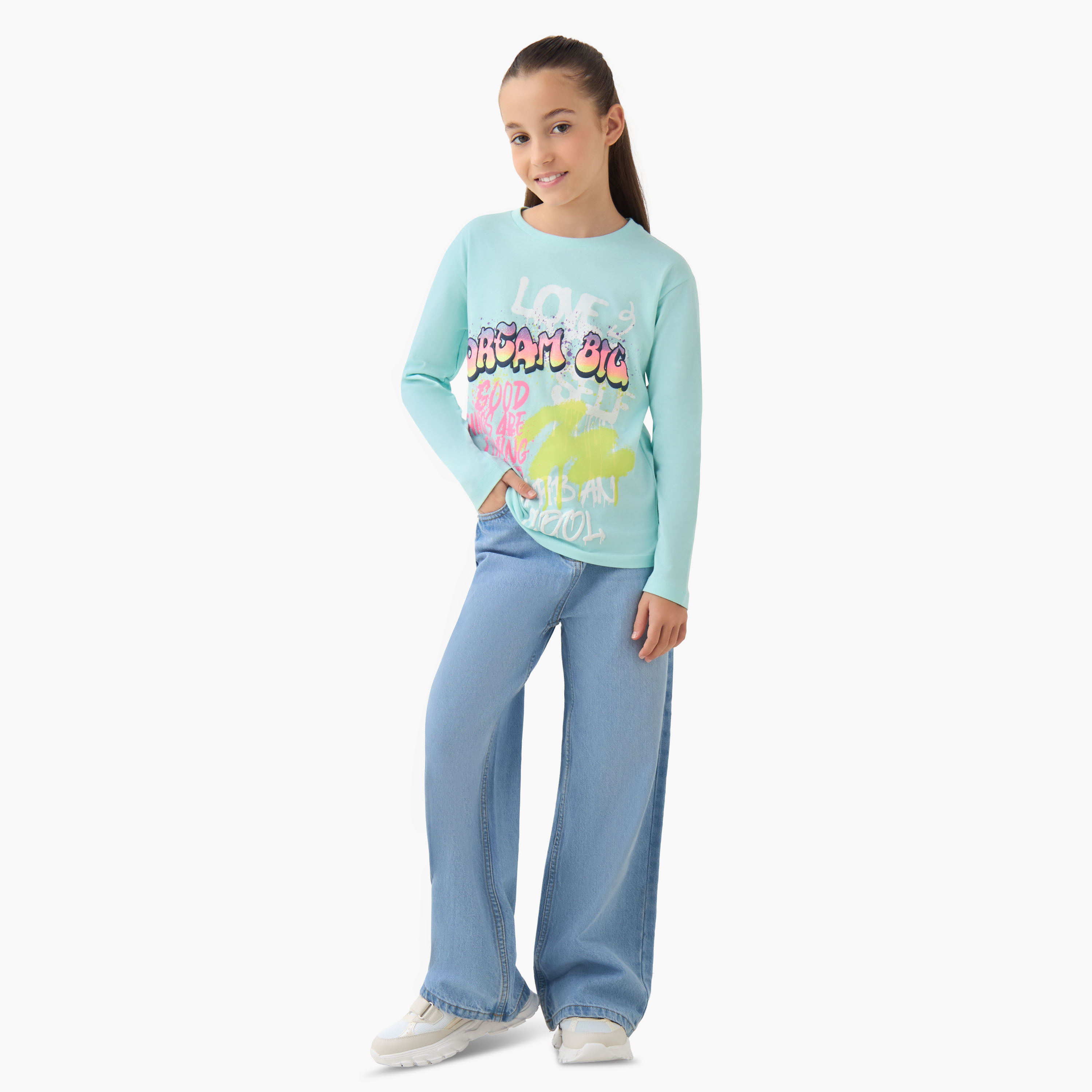 Juniors Wide Leg Jeans with Pockets-girls-clothing-bottoms-jeansandjeggings-image-2