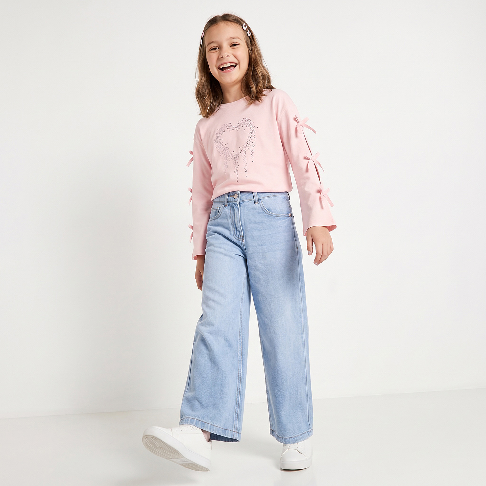 بنطلون جينز قطن واسع الساقين مع جيب من جونيورز-girls-clothing-bottoms-jeansandjeggings-image-2
