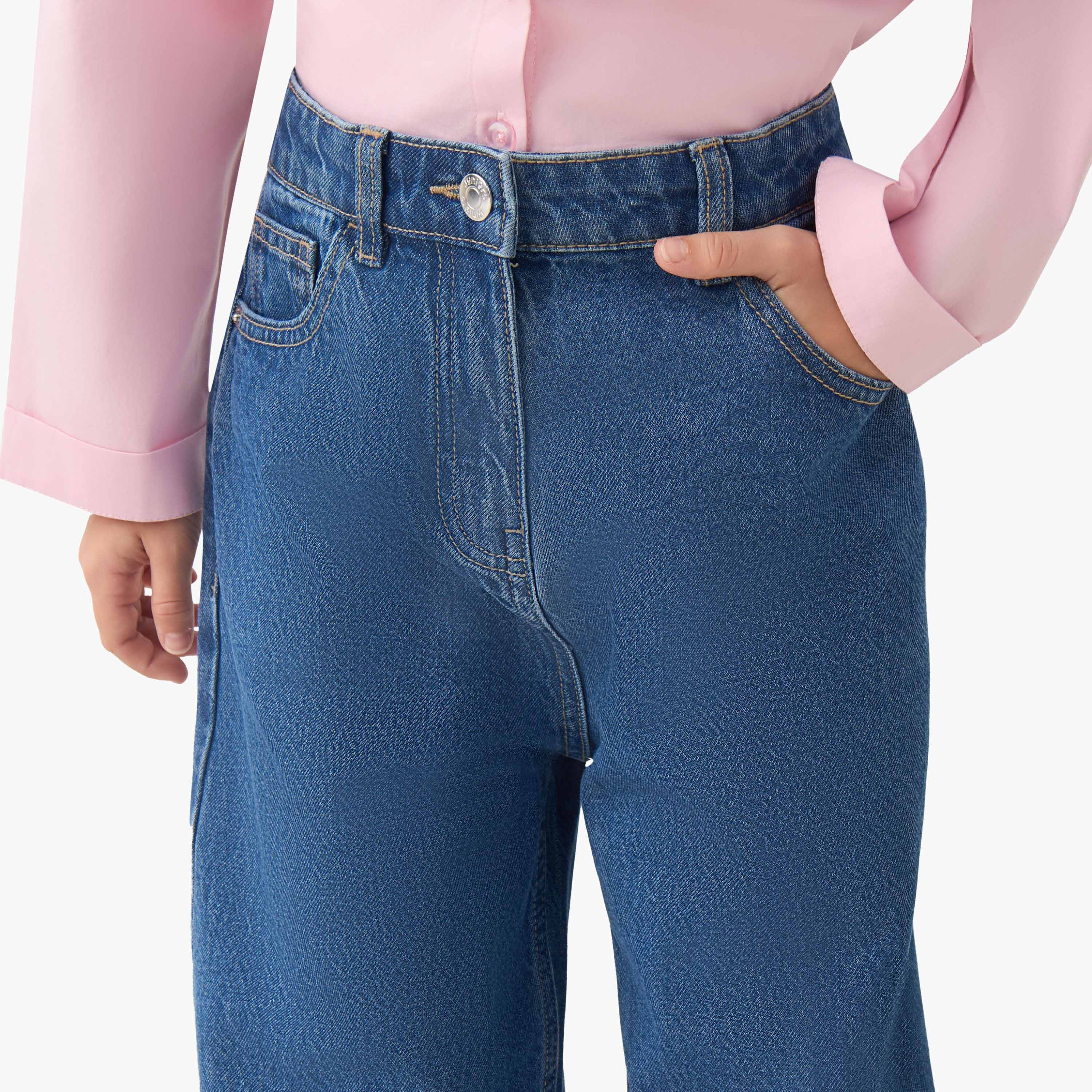 Juniors Wide Leg Jeans with Pockets-girls-clothing-bottoms-jeansandjeggings-image-4