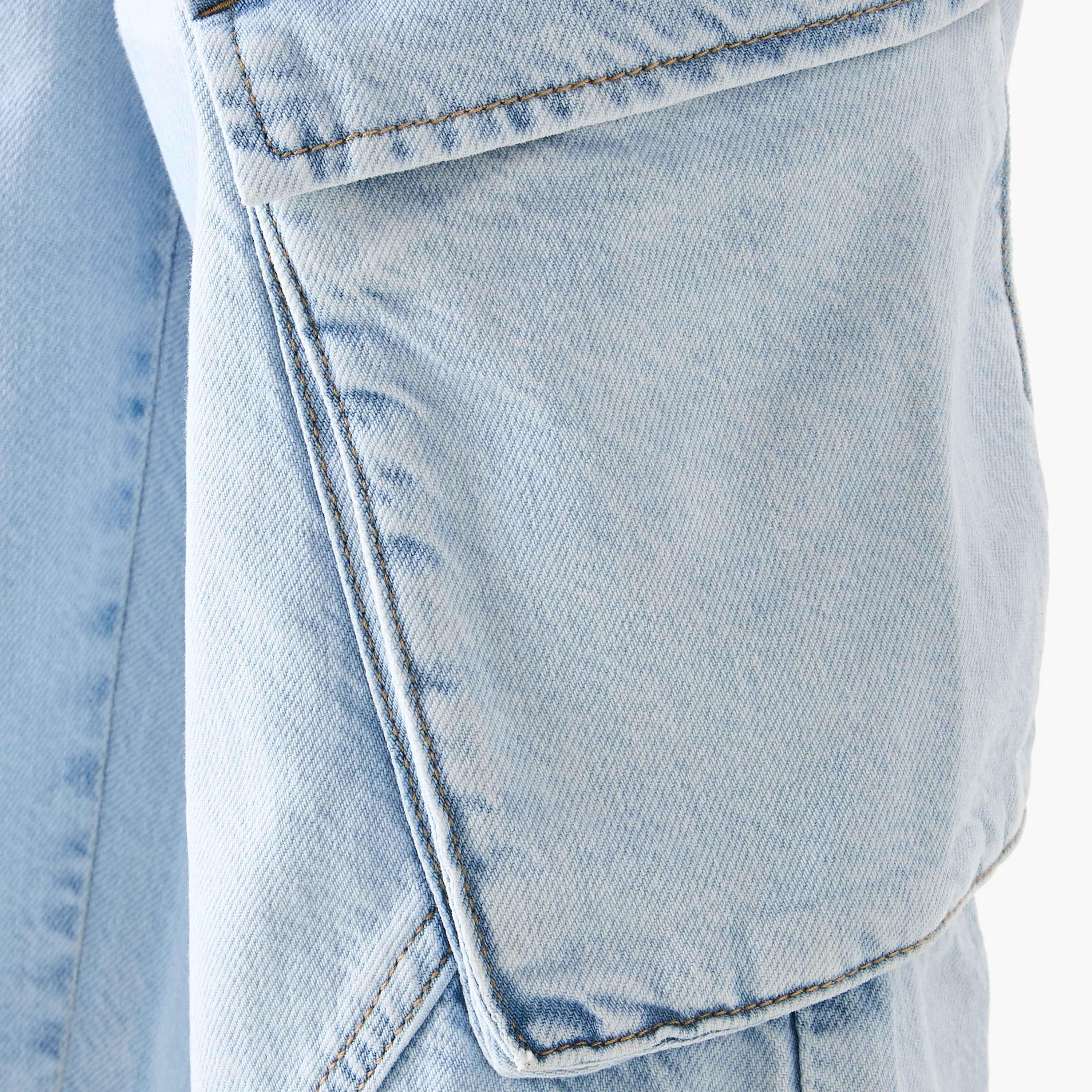 Juniors Wide Leg Cargo Jeans with Buttoned Waist-girls-clothing-bottoms-jeansandjeggings-image-5