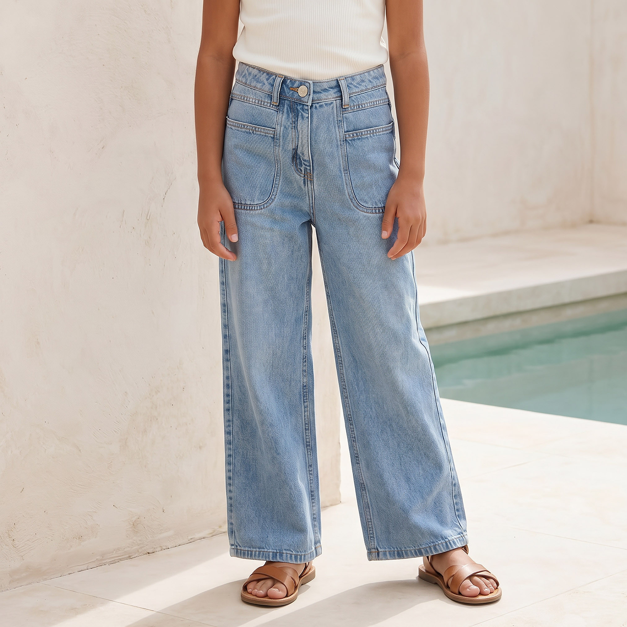 Juniors Wide Leg Jeans with Pockets-girls-clothing-bottoms-jeansandjeggings-image-1