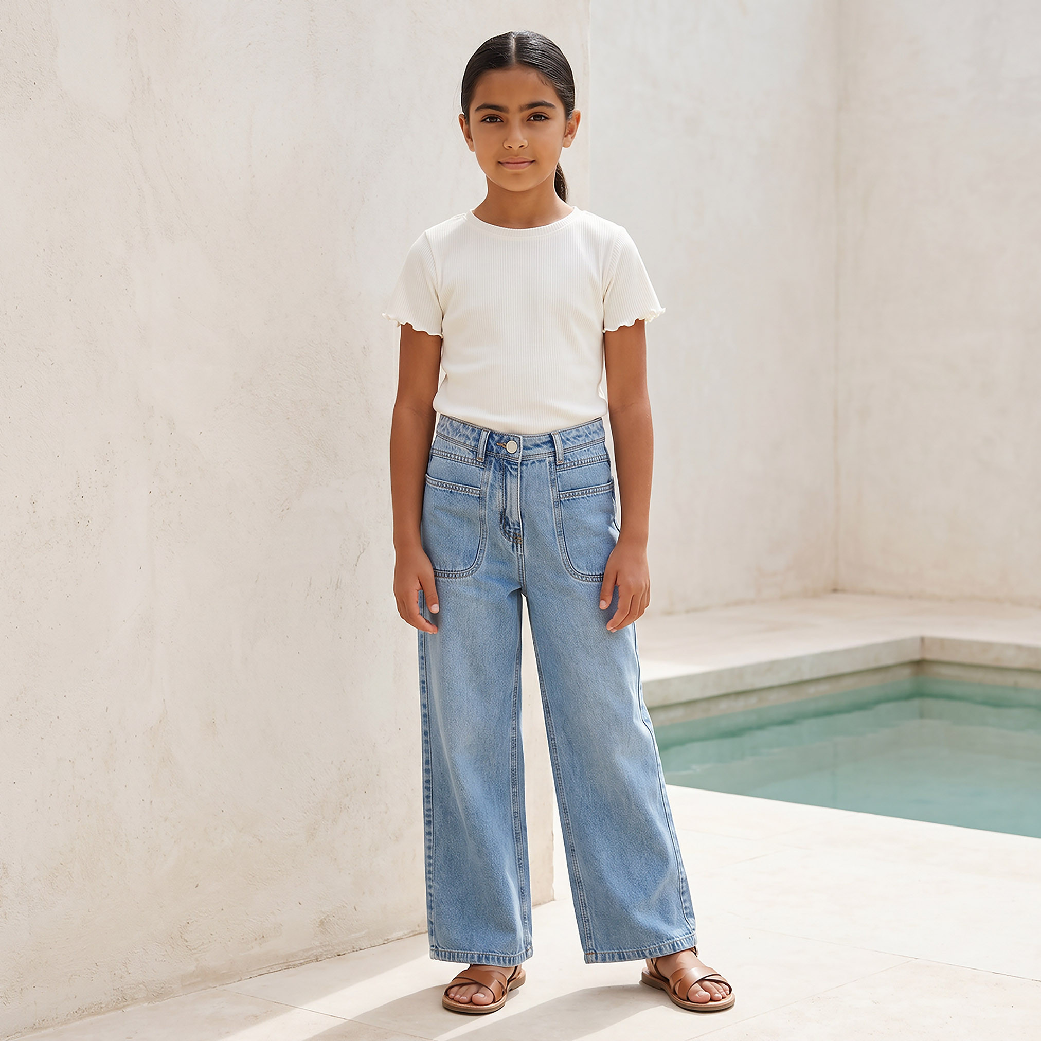 Juniors Wide Leg Jeans with Pockets-girls-clothing-bottoms-jeansandjeggings-image-2