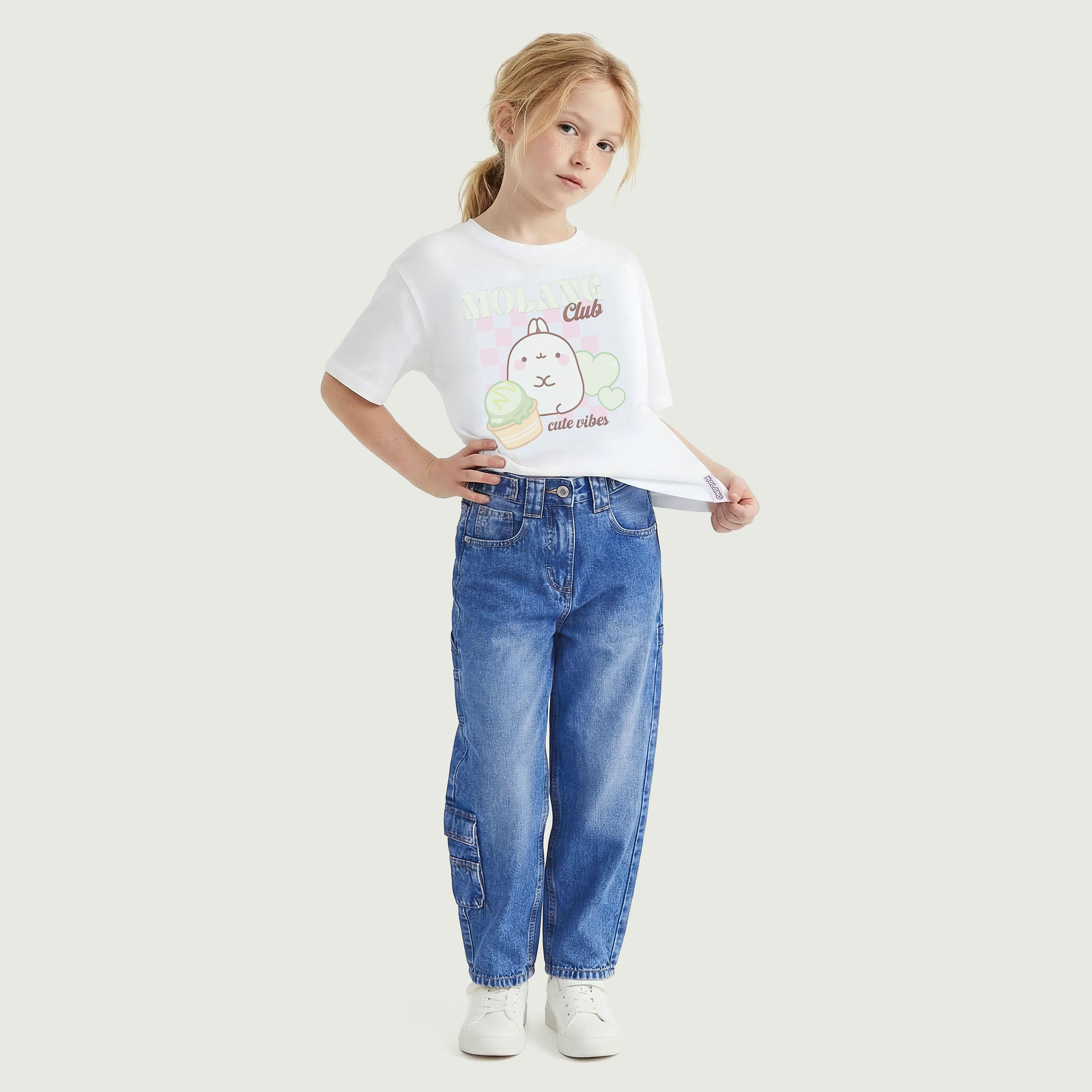 بنطلون جينز كارجو بخصر متوسط الارتفاع وجيوب من جونيورز-girls-clothing-bottoms-jeansandjeggings-image-5