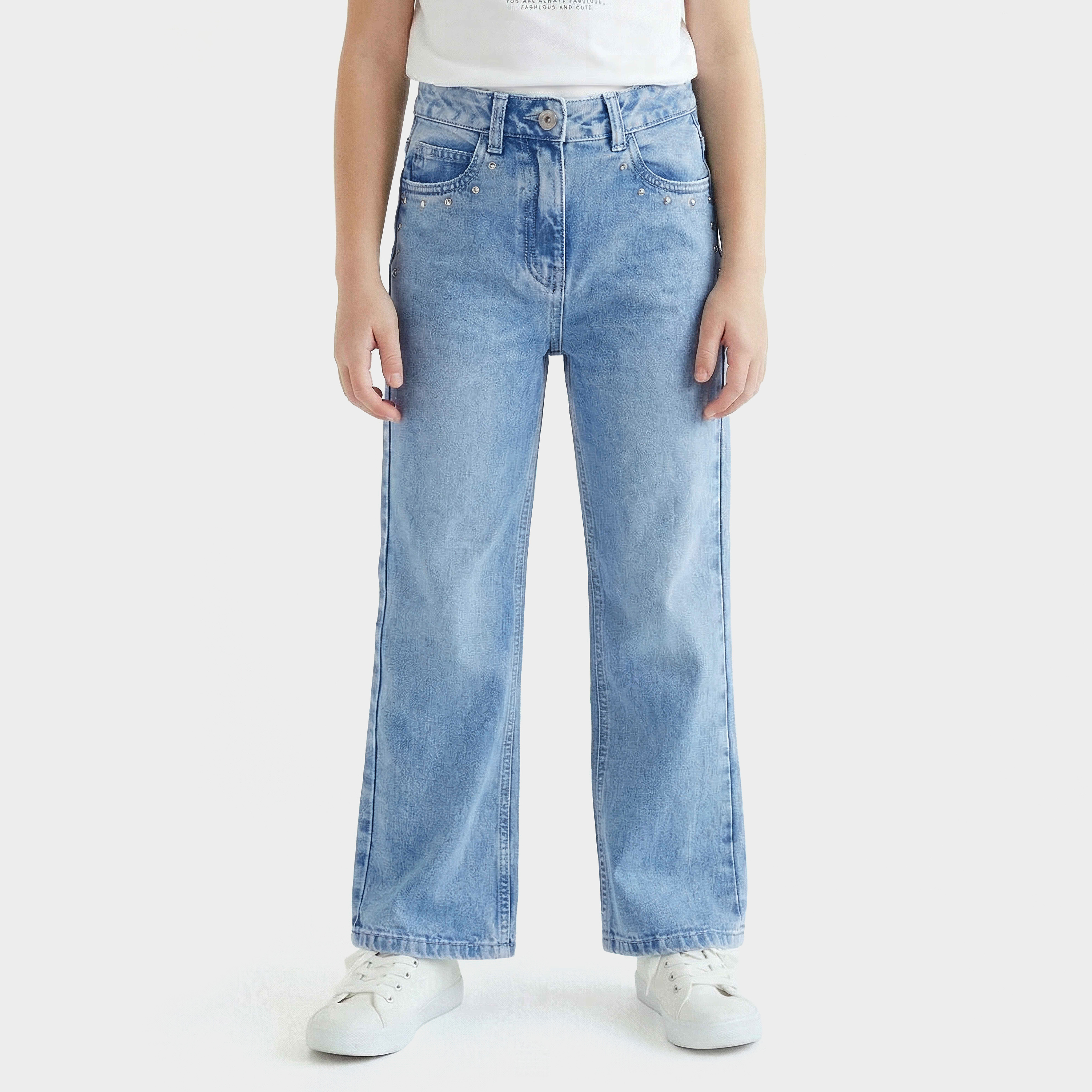 Juniors Mid Rise Jeans with Stud Detail-girls-clothing-bottoms-jeansandjeggings-image-1