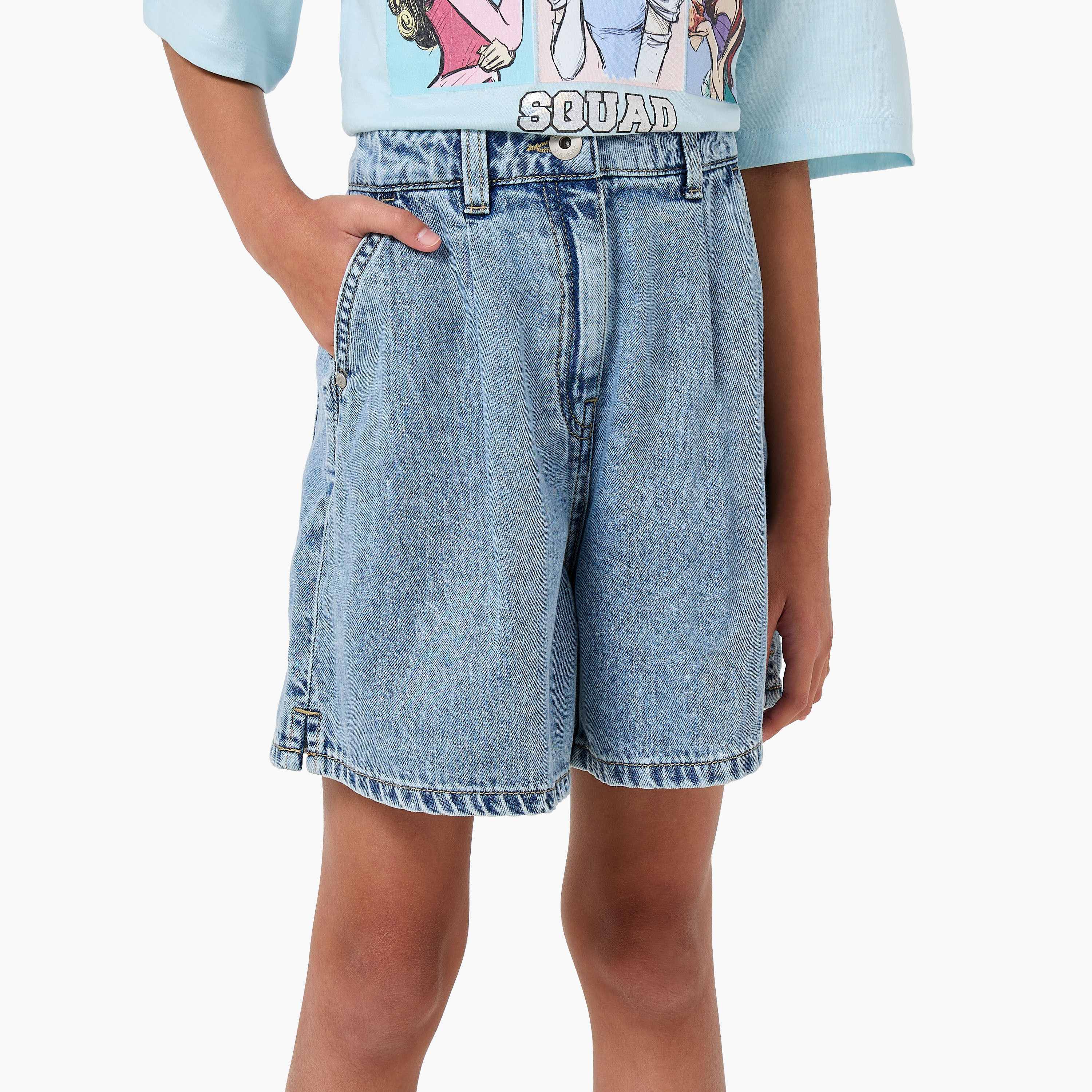 شورت دينم طول الركبة بجيوب من جونيورز-girls-clothing-bottoms-shorts-image-4