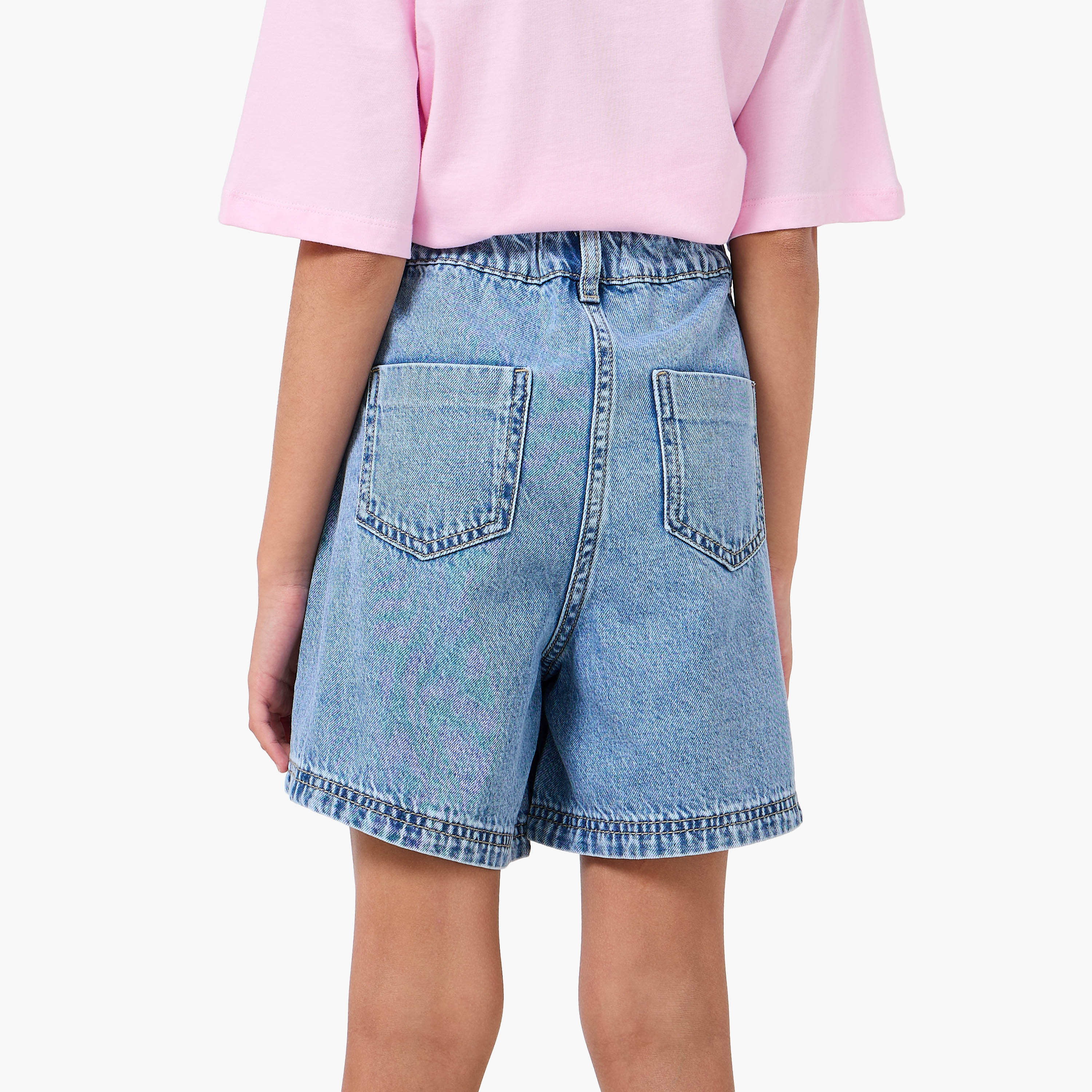 Juniors Knee Length Denim Shorts with Butterfly Embroidery-girls-clothing-bottoms-shorts-image-3