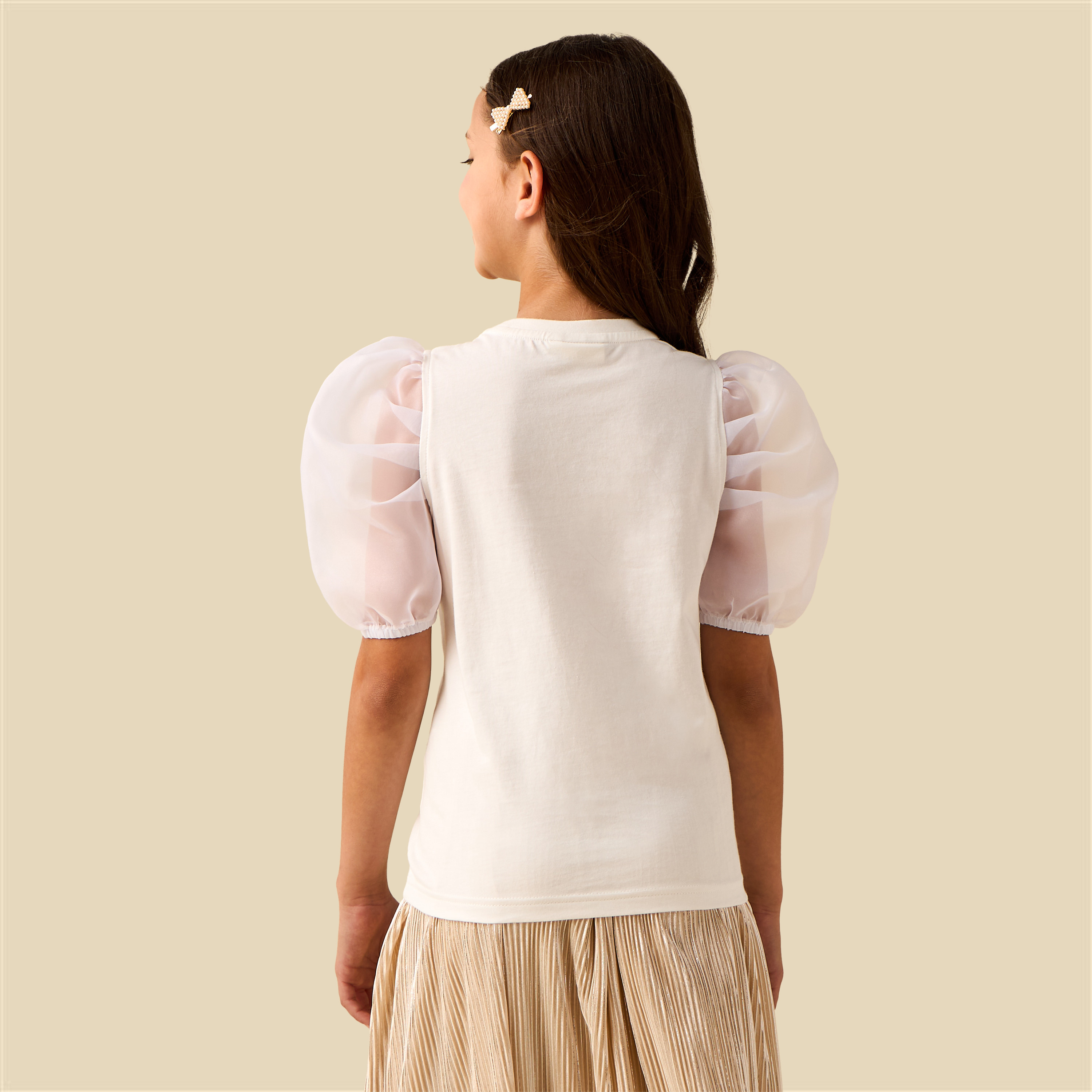 Juniors Crew Neck Short Sleeve T-shirt with Embellishment-girls-clothing-tshirts-image-3