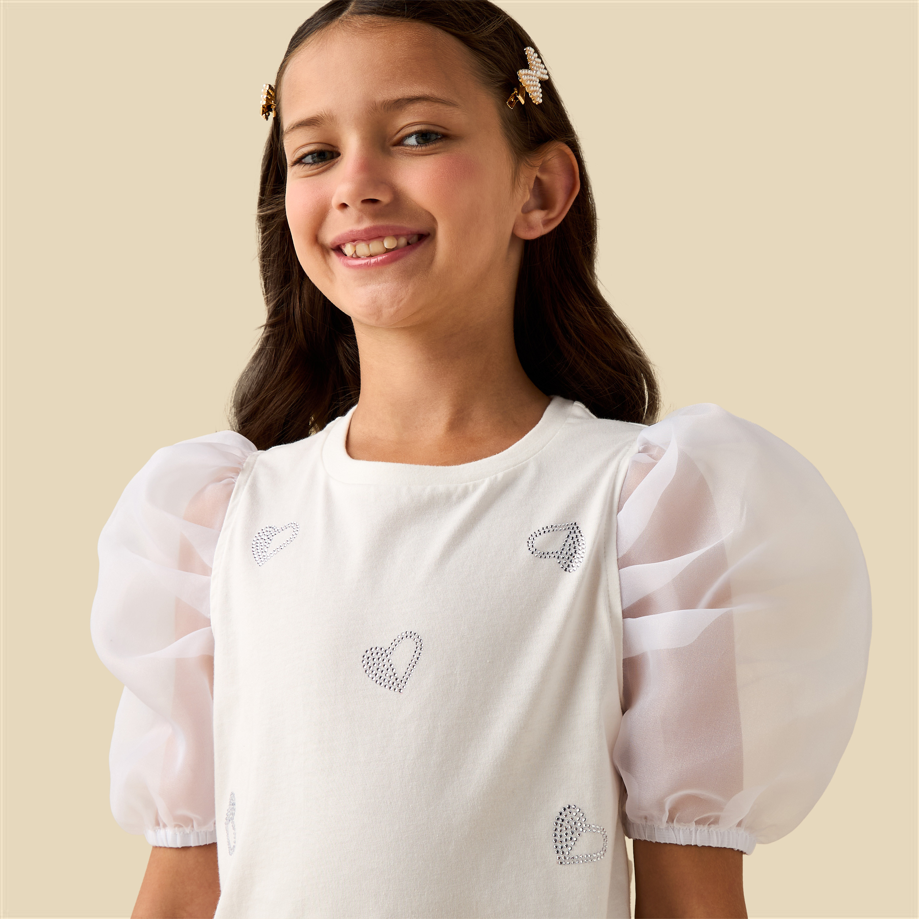 Juniors Crew Neck Short Sleeve T-shirt with Embellishment-girls-clothing-tshirts-image-4