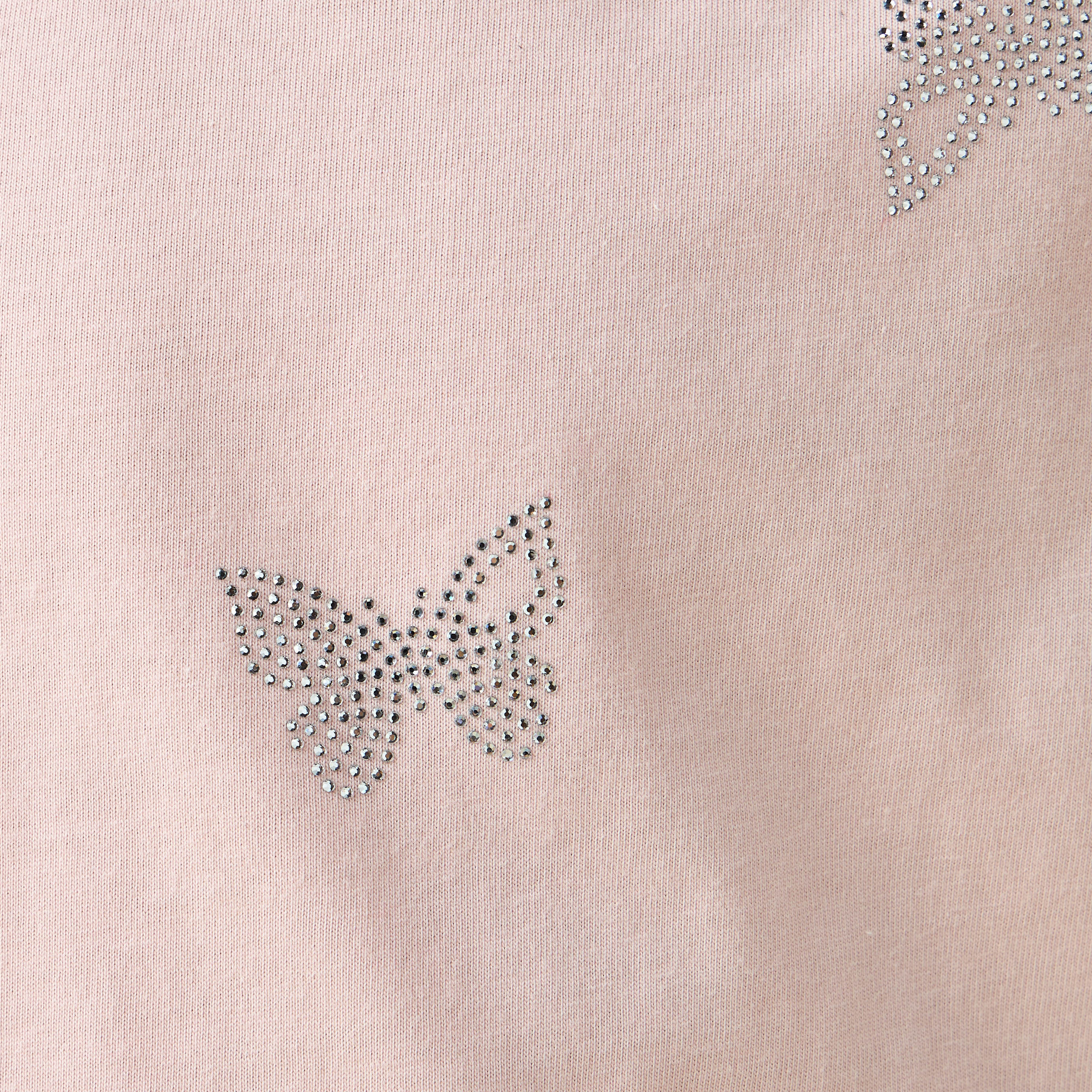 Juniors Round Neck Puff Sleeves T-shirt with Embellishment-girls-clothing-tshirts-image-5