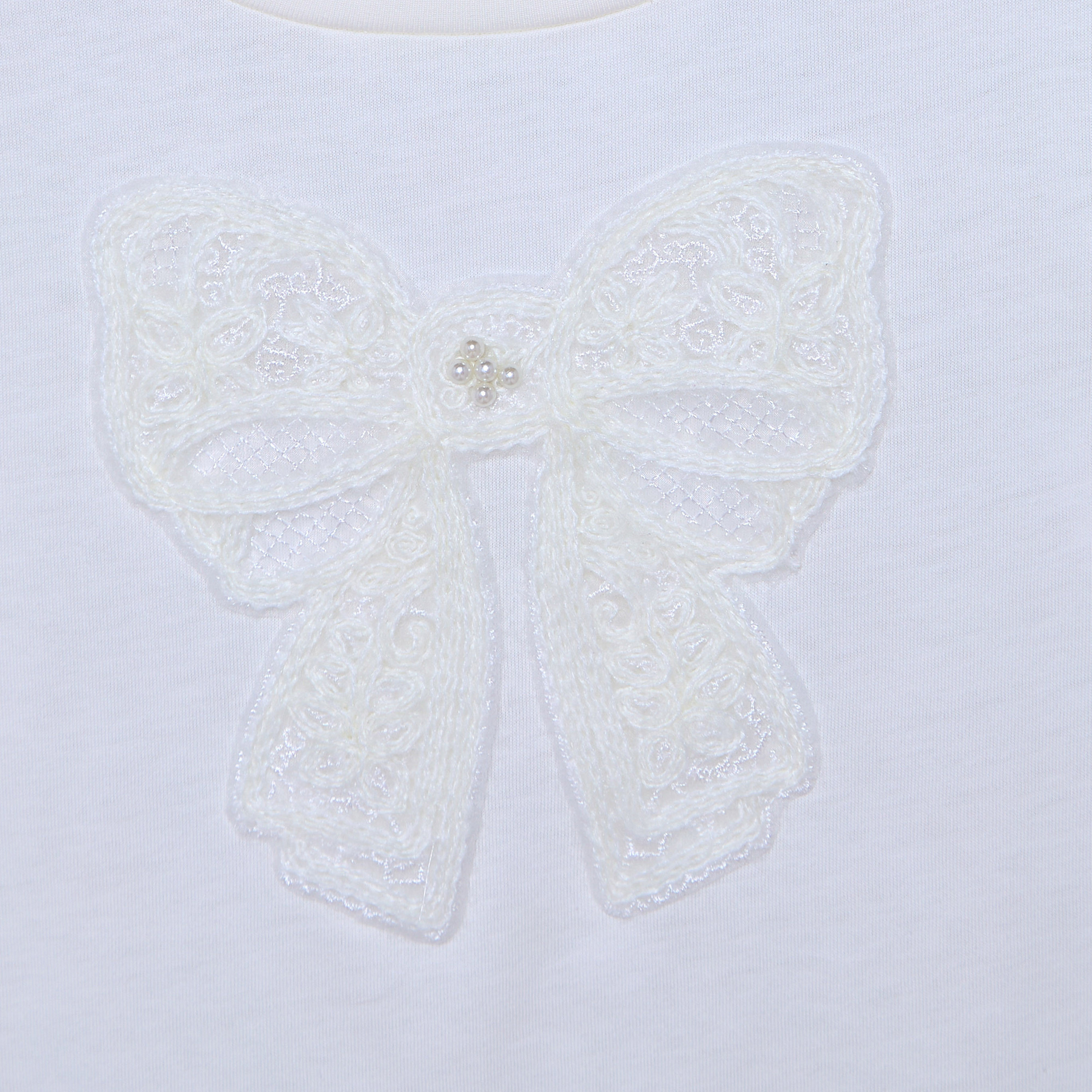 Juniors Crew Neck Short Sleeves Top with Bow Applique-girls-clothing-blousesandshirts-image-4