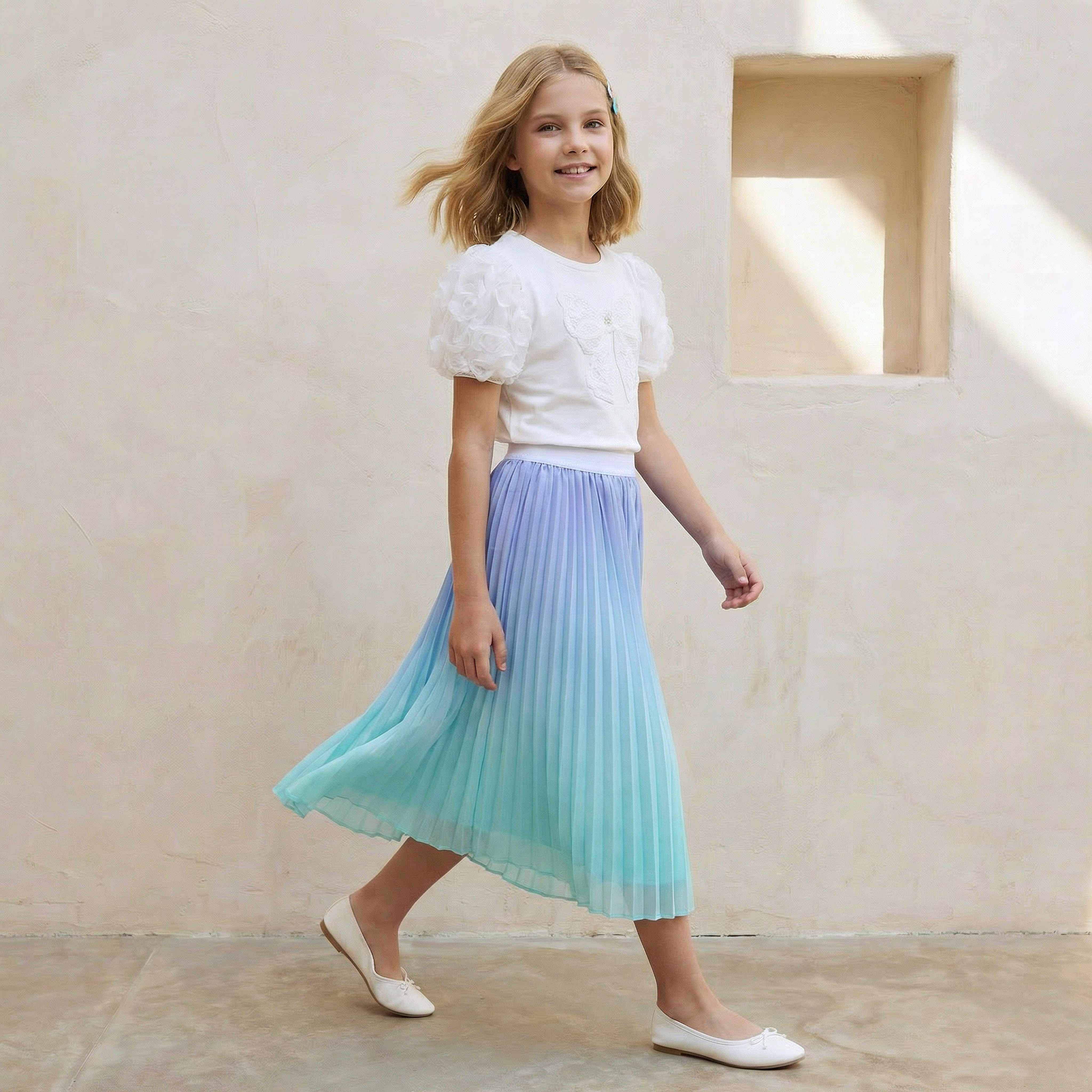 Juniors Crew Neck Short Sleeves Top with Bow Applique-girls-clothing-blousesandshirts-image-5