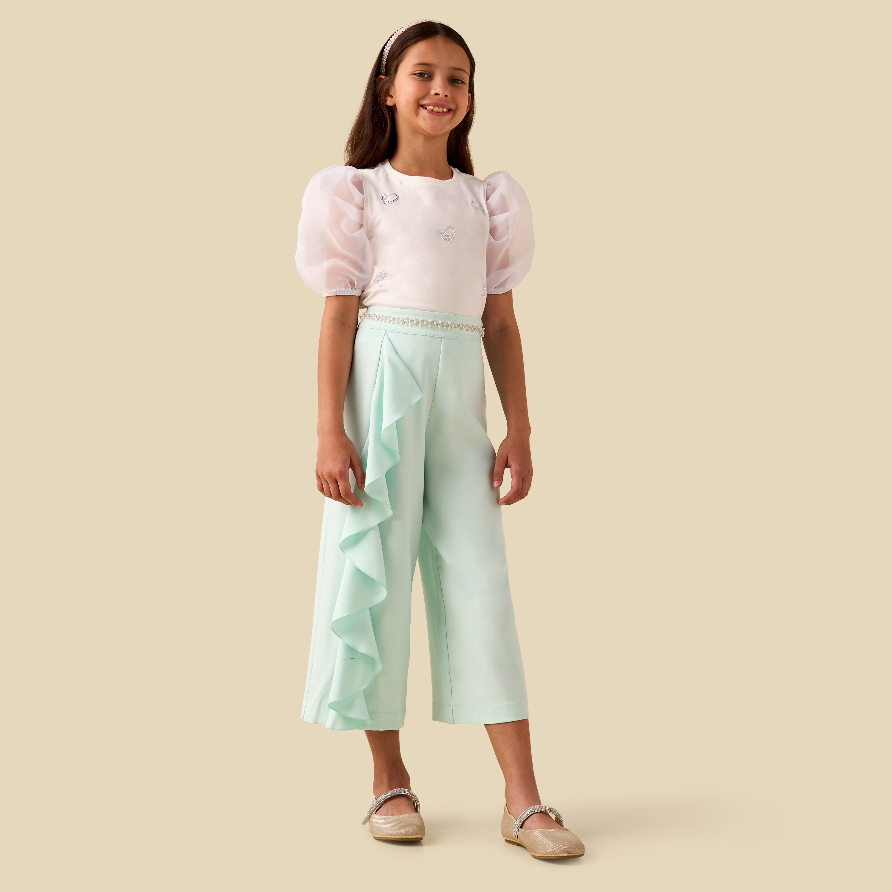 Juniors Trousers with Ruffles and Elasticated Waist-girls-clothing-bottoms-trousers-image-3