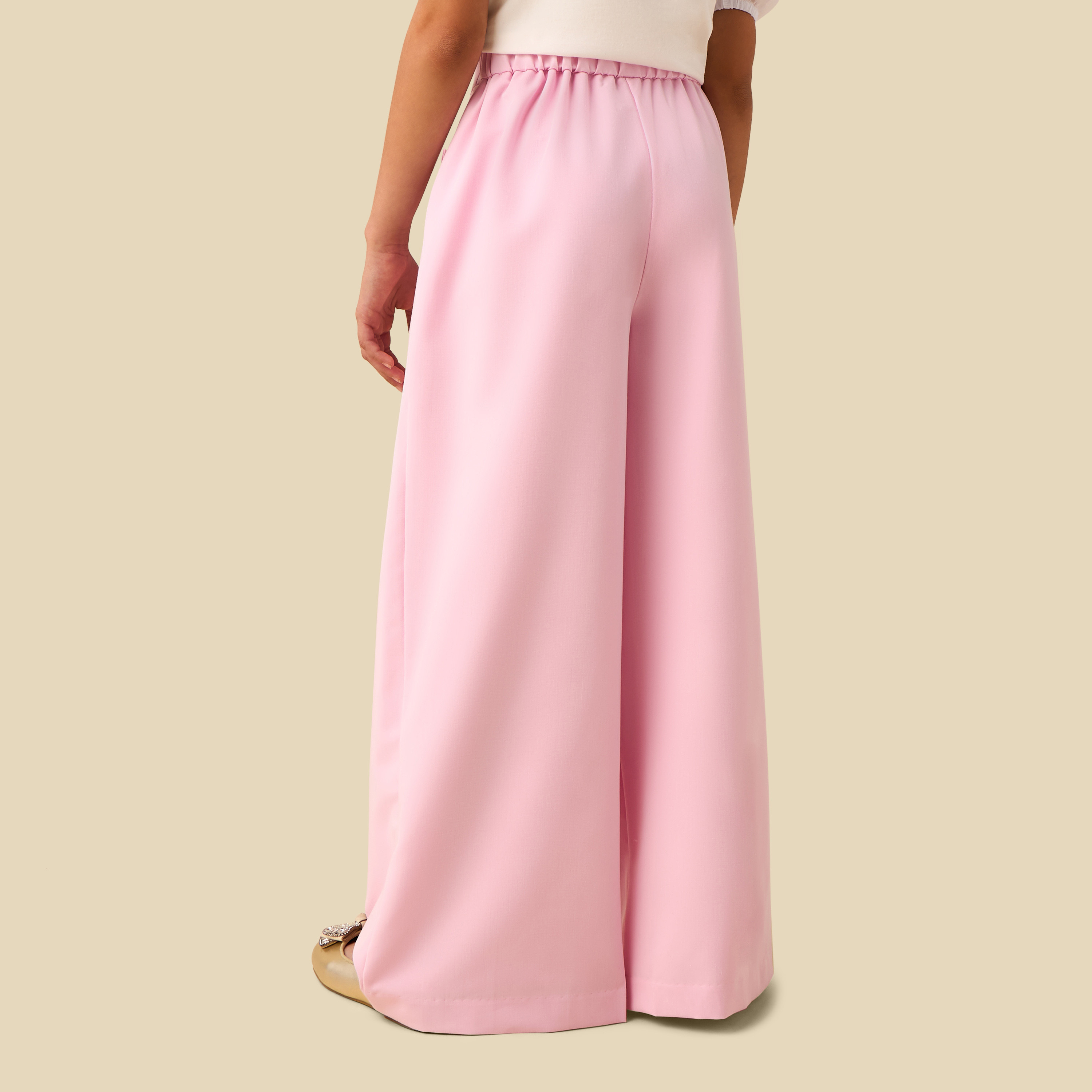 Juniors Trousers with Bow Applique, Semi-Elasticated Waist-girls-clothing-bottoms-trousers-image-3