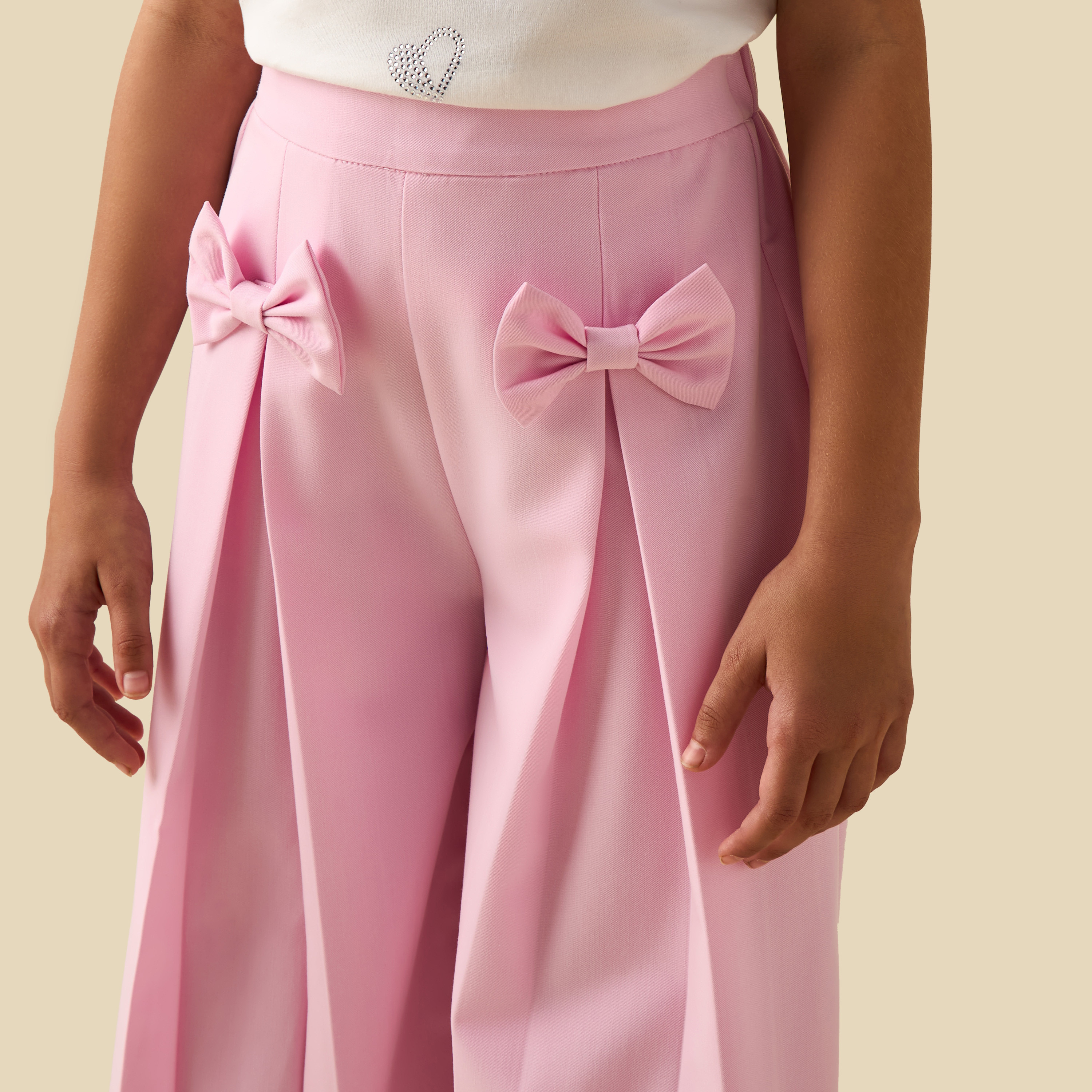 Juniors Trousers with Bow Applique, Semi-Elasticated Waist-girls-clothing-bottoms-trousers-image-4