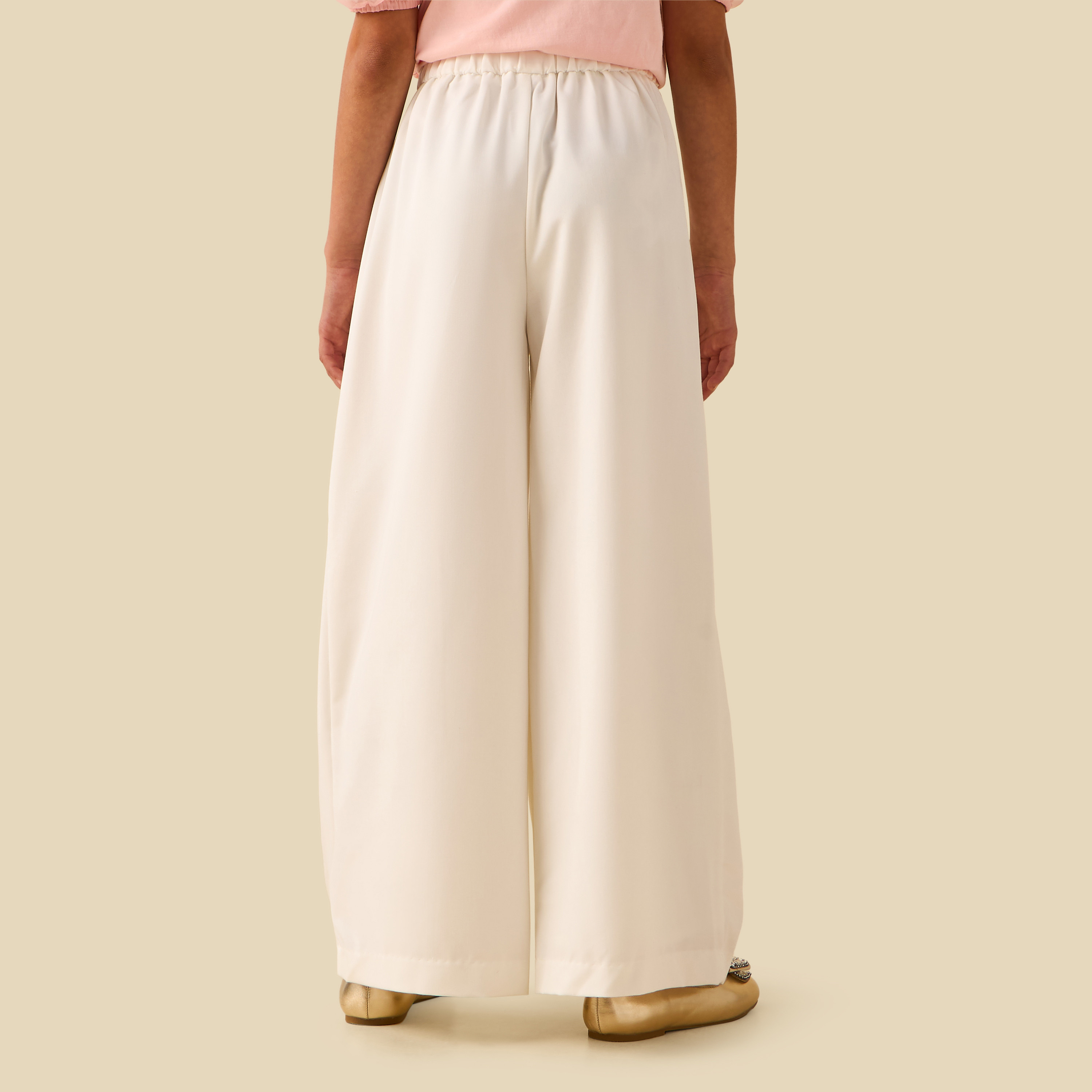 Juniors Trousers with Bow Applique, Semi-Elasticated Waist-girls-clothing-bottoms-trousers-image-3