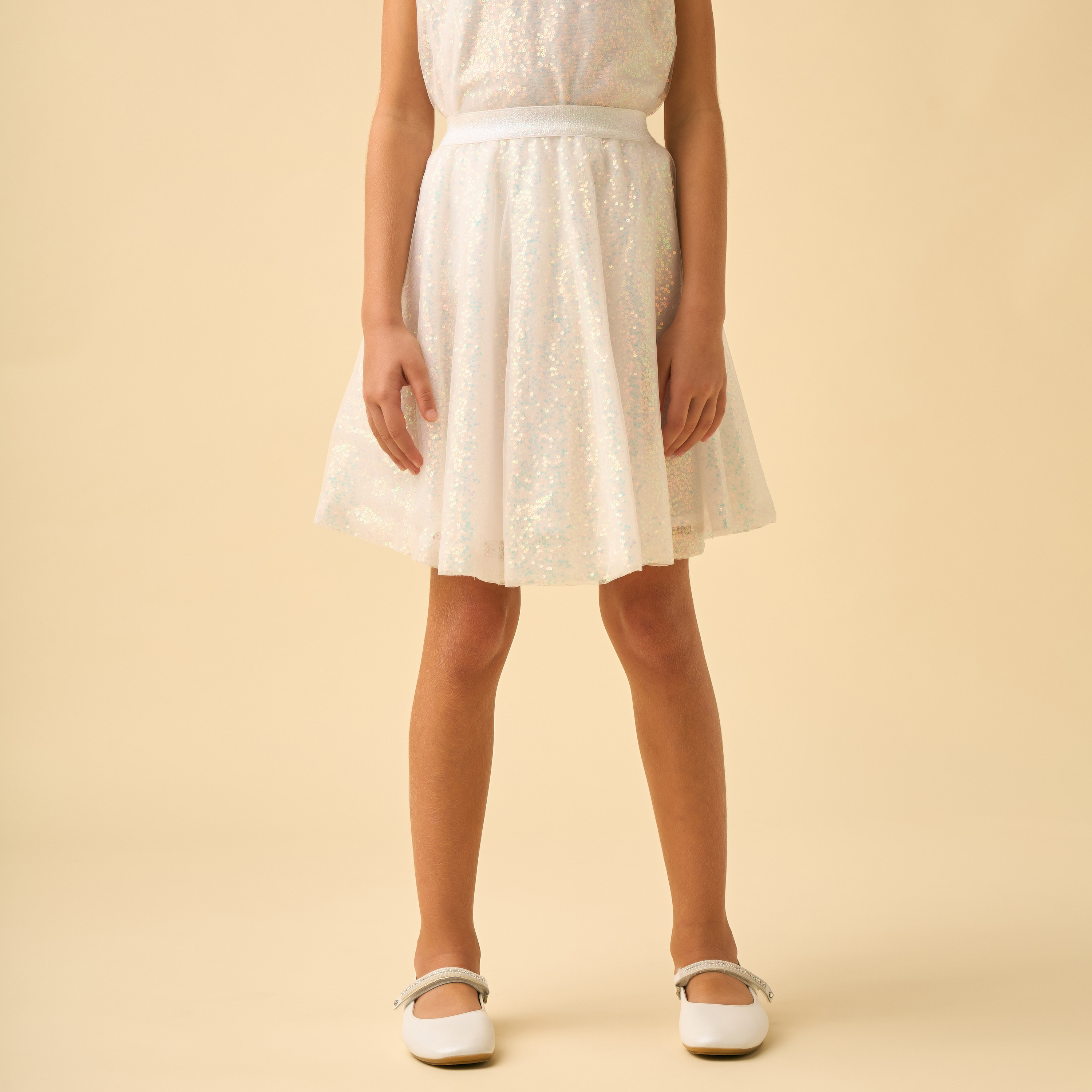 Juniors Knee Length Skirt with Sequin Embellishments-girls-clothing-bottoms-skirts-image-2