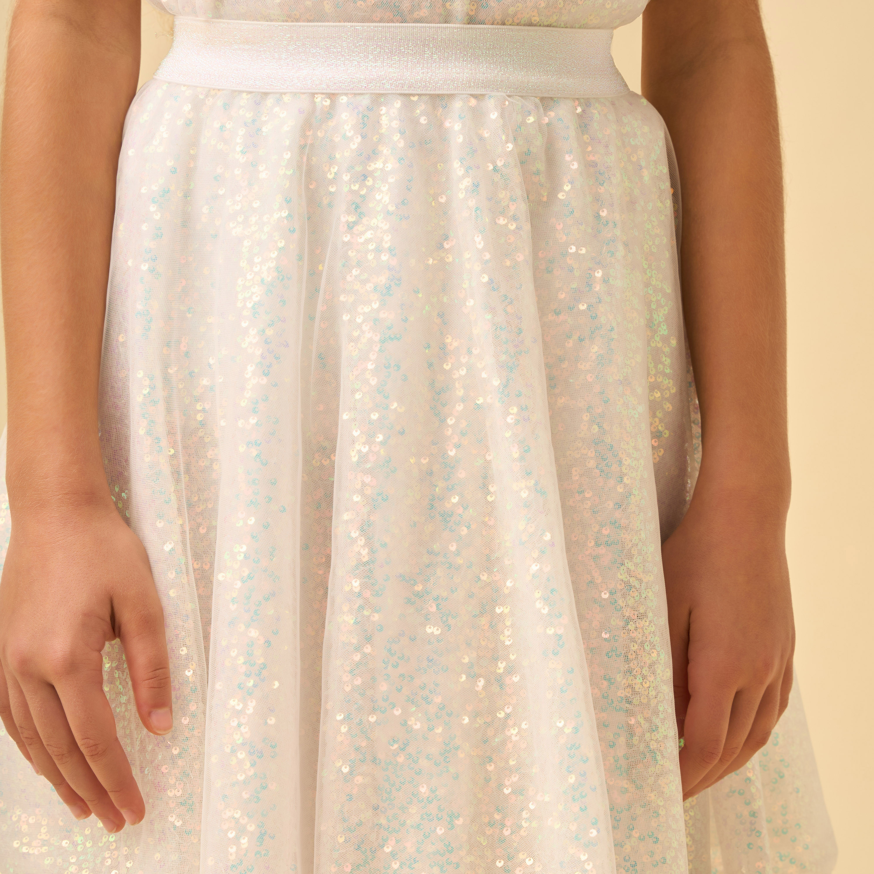 Juniors Knee Length Skirt with Sequin Embellishments-girls-clothing-bottoms-skirts-image-3