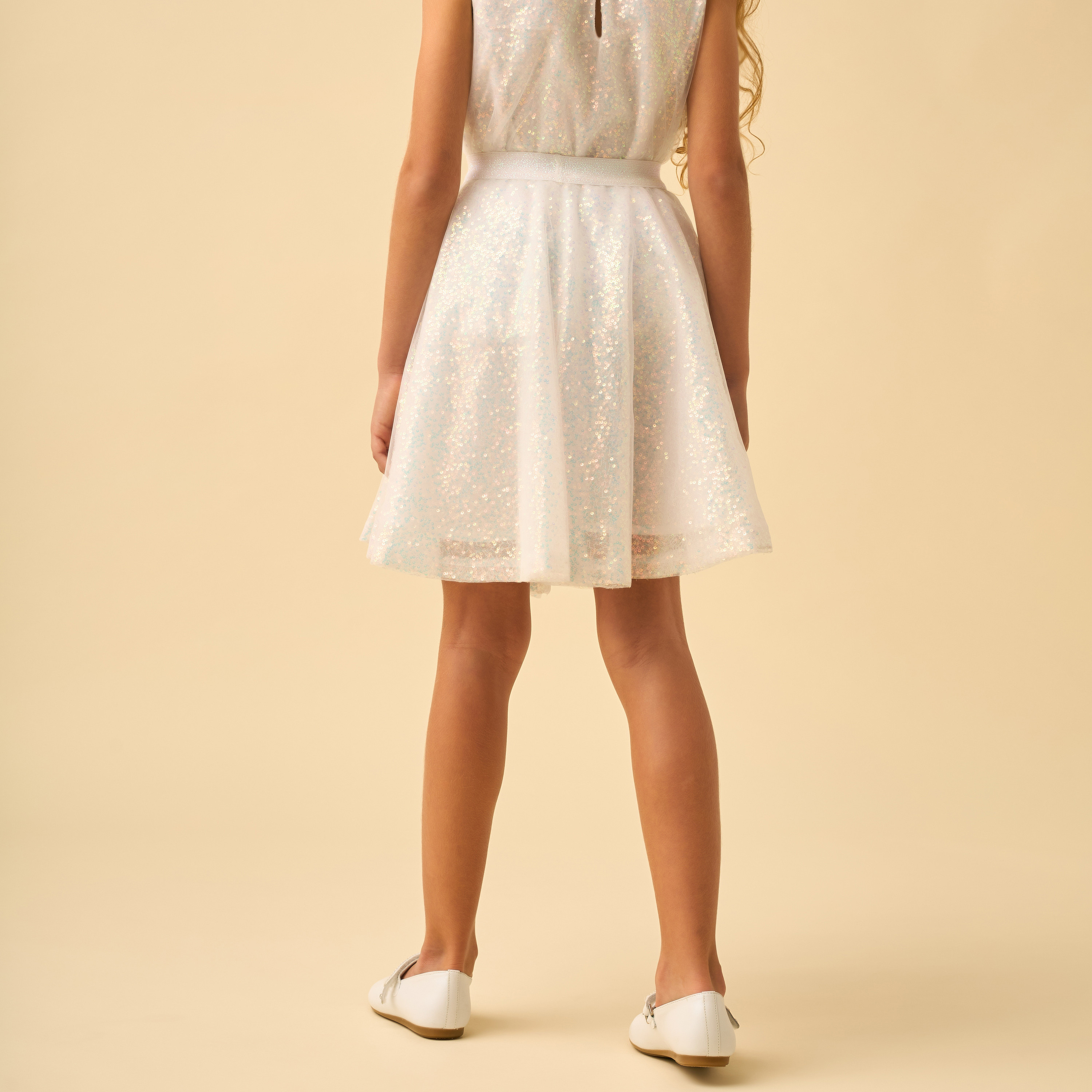 Juniors Knee Length Skirt with Sequin Embellishments-girls-clothing-bottoms-skirts-image-4