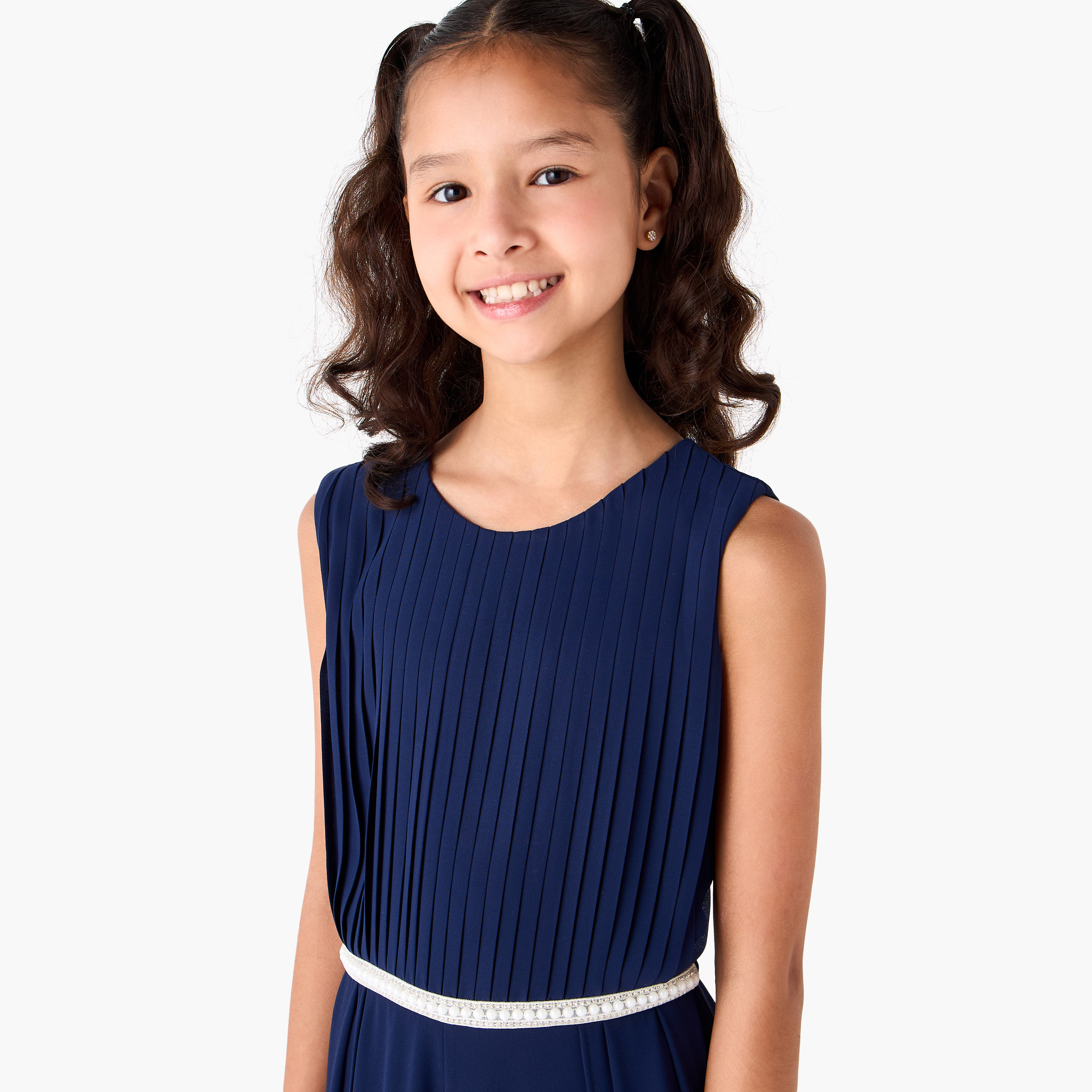 Juniors Round Neck Sleeveless Jumpsuit with Lace Detail-girls-clothing-dressesandjumpsuits-image-4