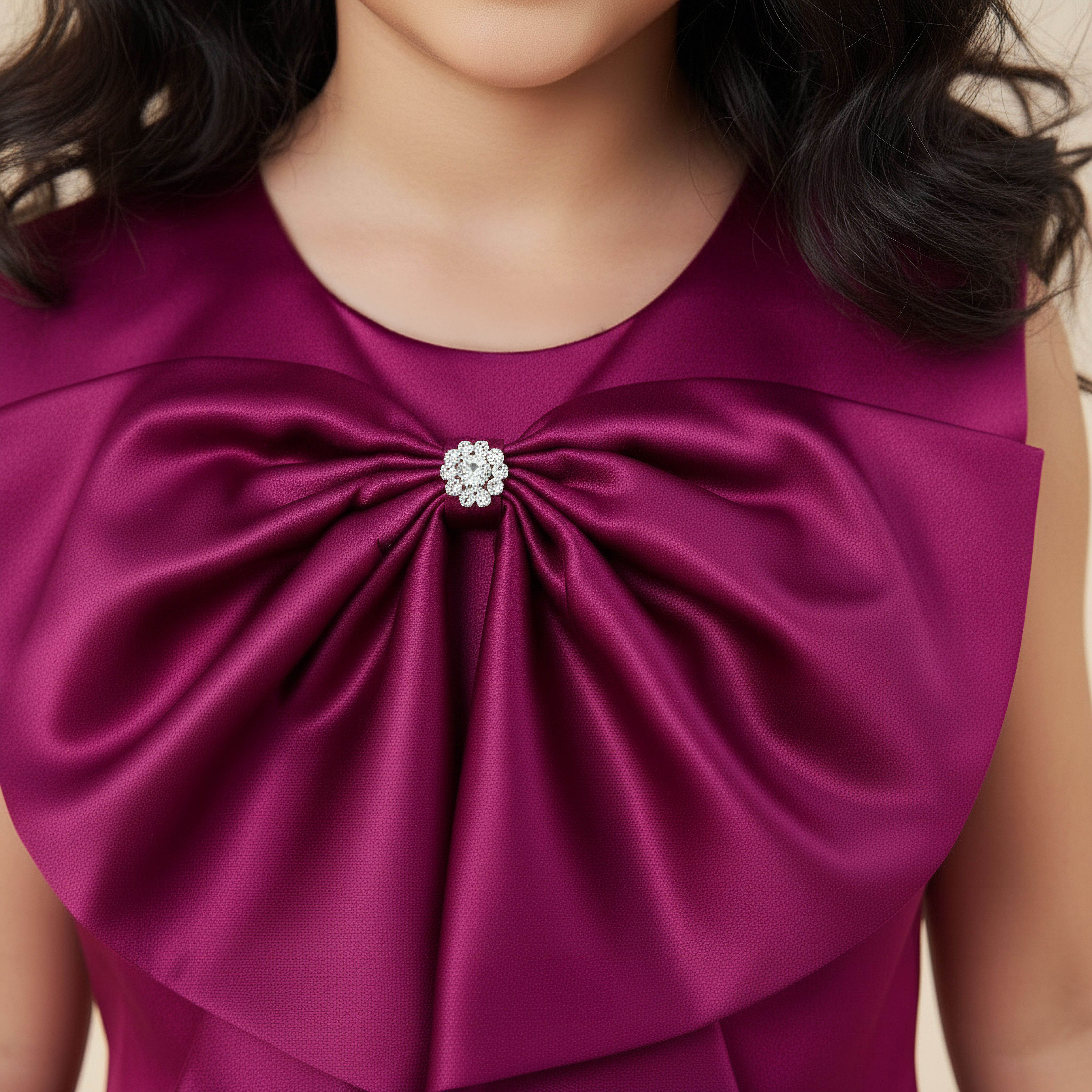 Juniors Sleeveless Dress with Bow Embellishment-girls-clothing-dressesandjumpsuits-image-5