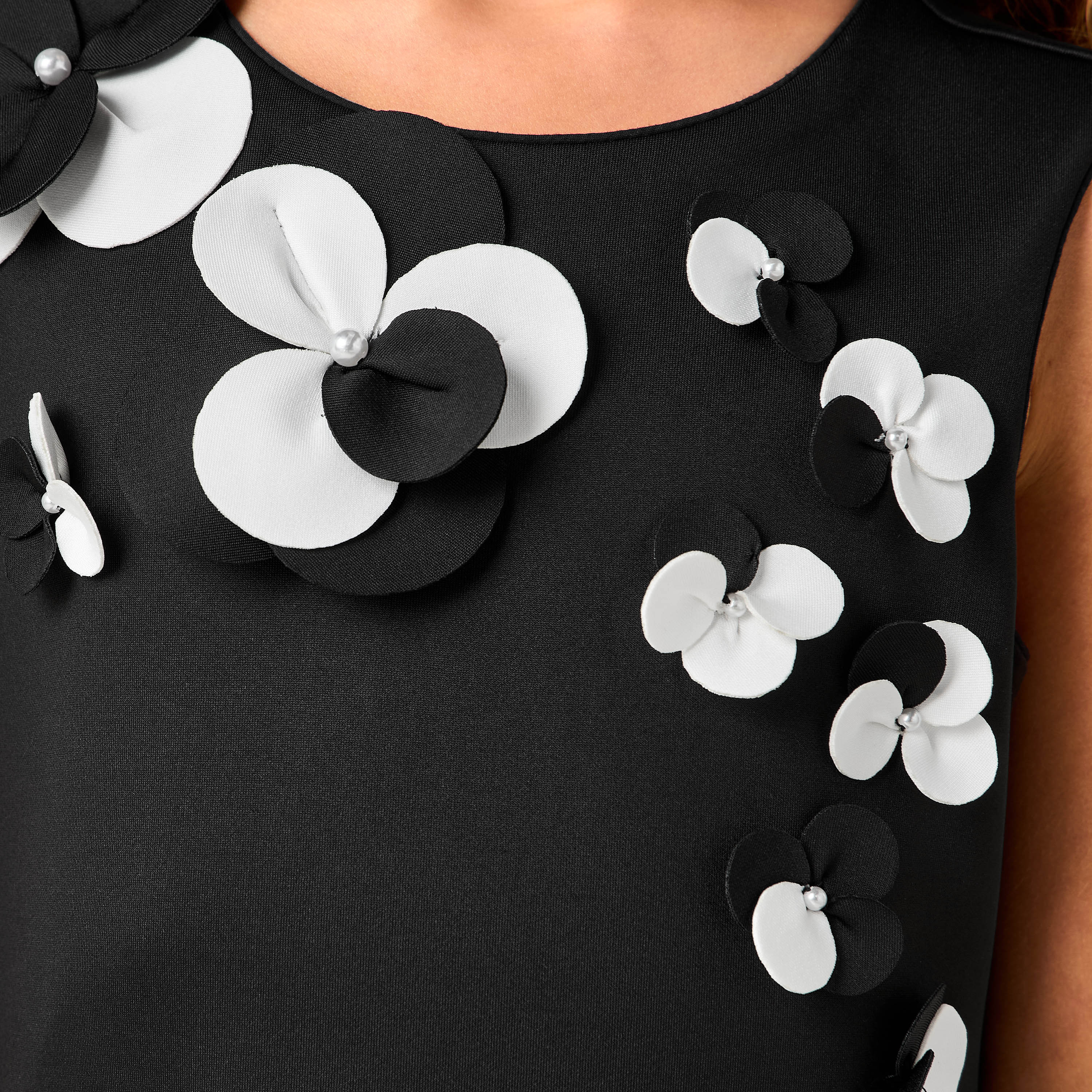 Juniors Round Neck Sleeveless Dress with Floral Embellishment-girls-clothing-dressesandjumpsuits-image-6