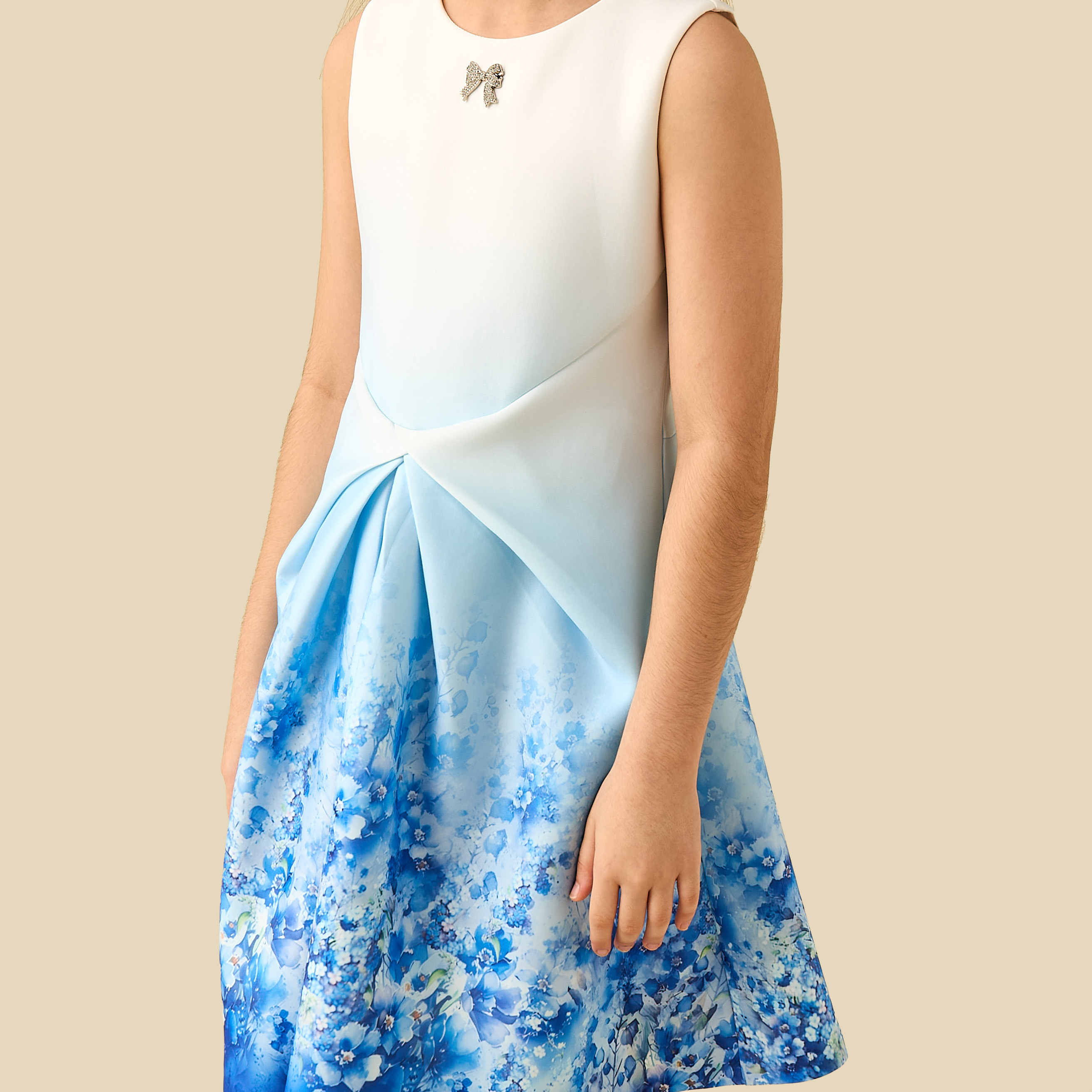 Juniors Round Neck Sleeveless Dress with Floral Print-girls-clothing-dressesandjumpsuits-image-4