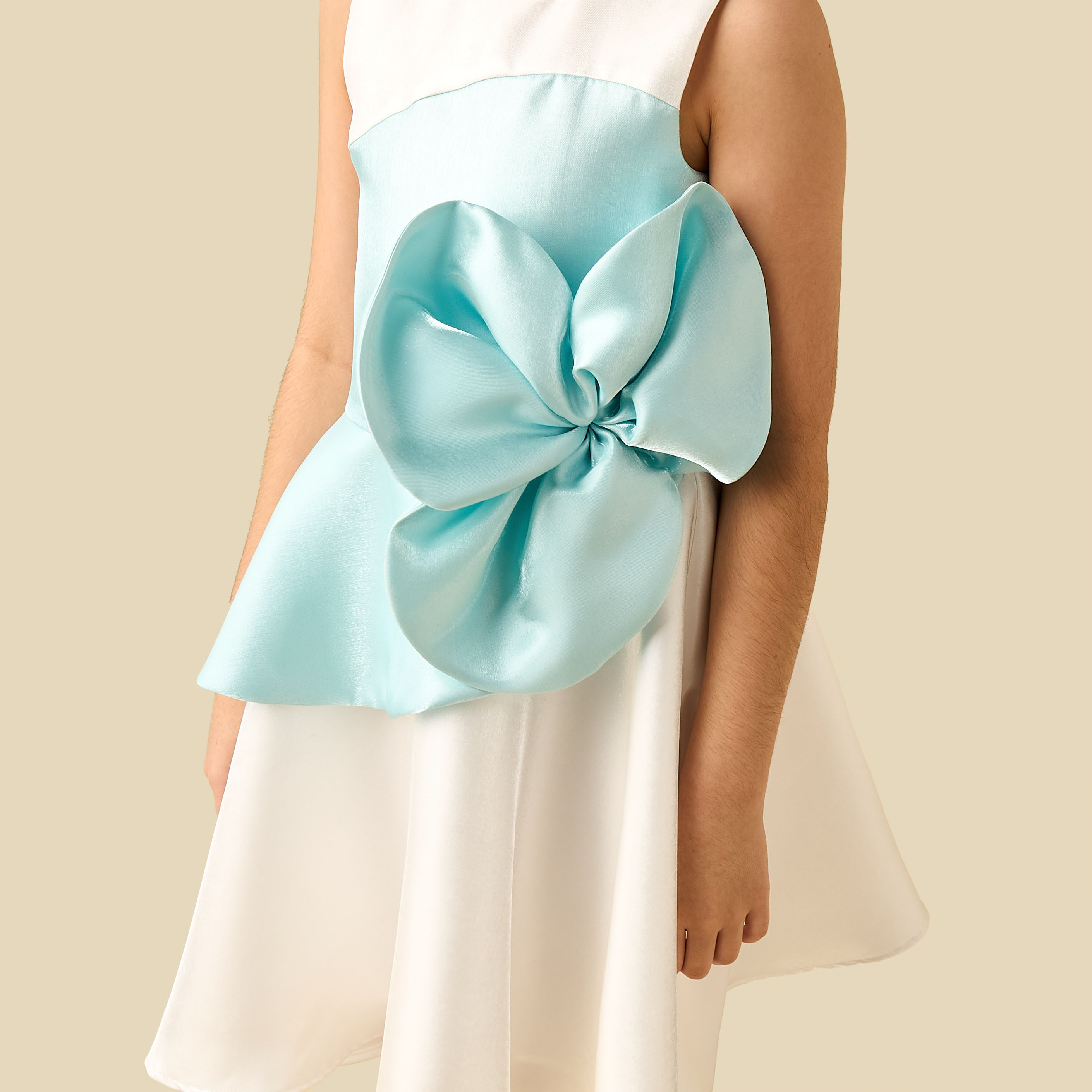 Juniors Round Neck Sleeveless Dress with Floral Bow Applique-girls-clothing-dressesandjumpsuits-image-4