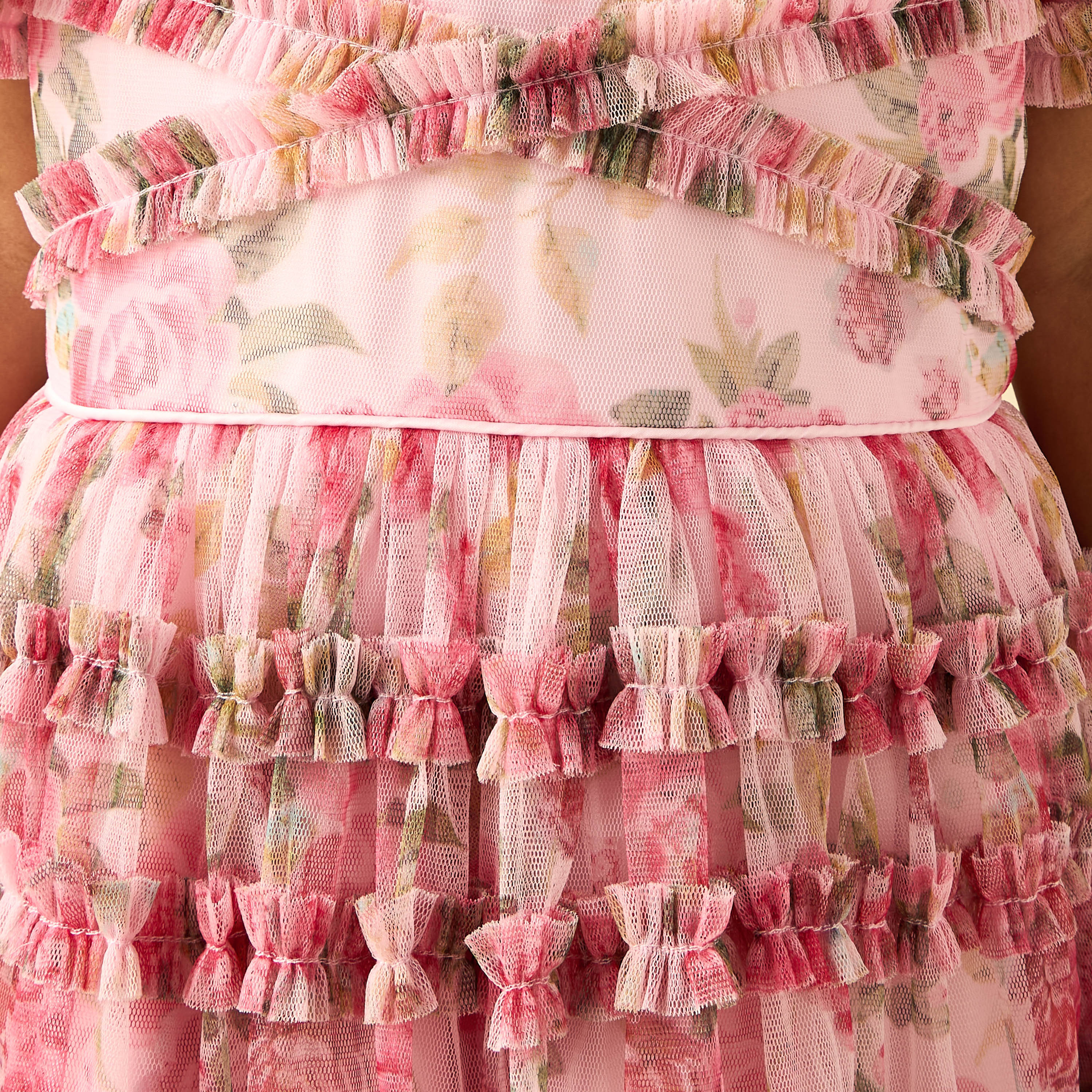Juniors Round Neck Short Sleeves Tiered Dress with Ruffle and Floral Print-girls-clothing-dressesandjumpsuits-image-6