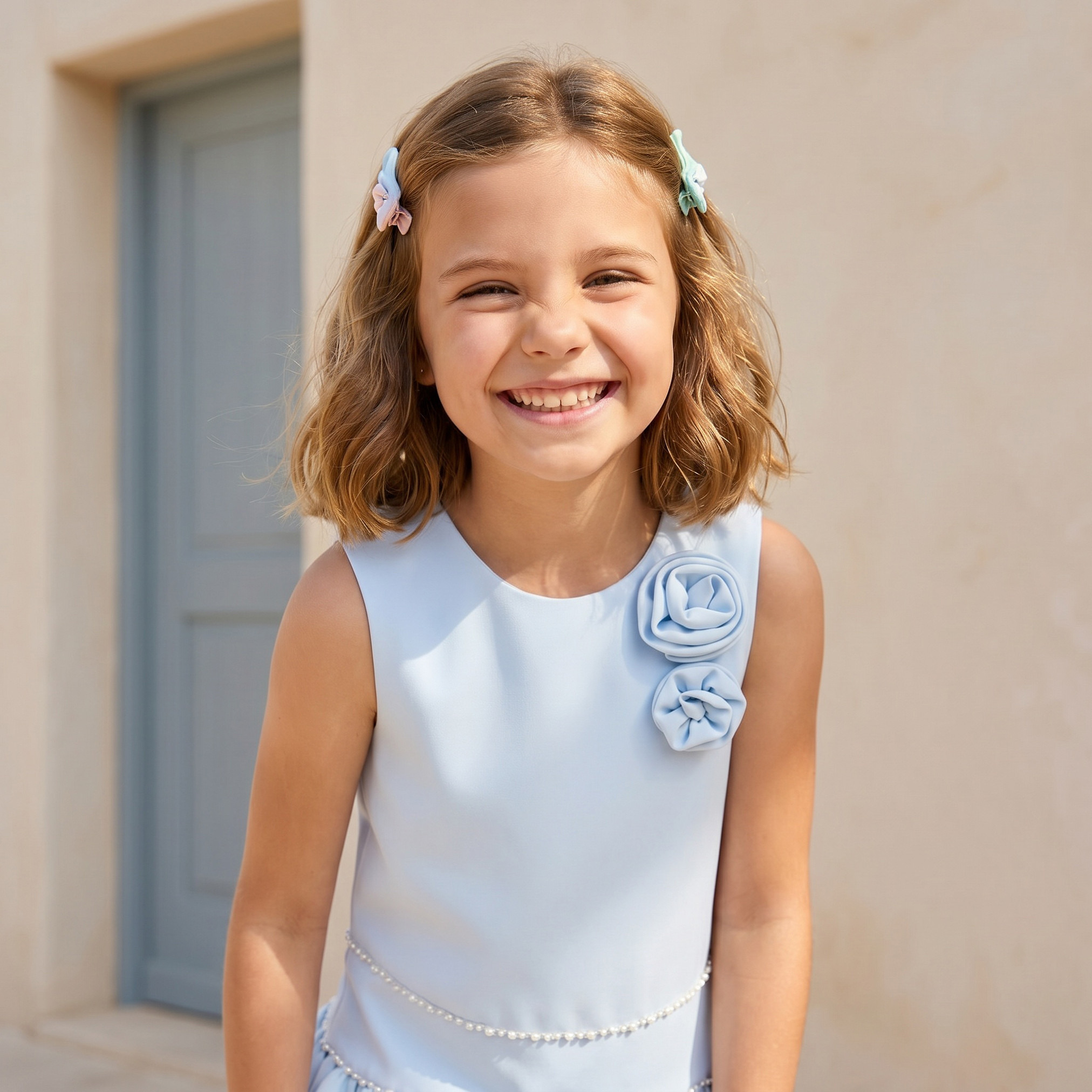 Juniors Round Neck Sleeveless Knee-Length Dress with Floral Accent-girls-clothing-dressesandjumpsuits-image-5