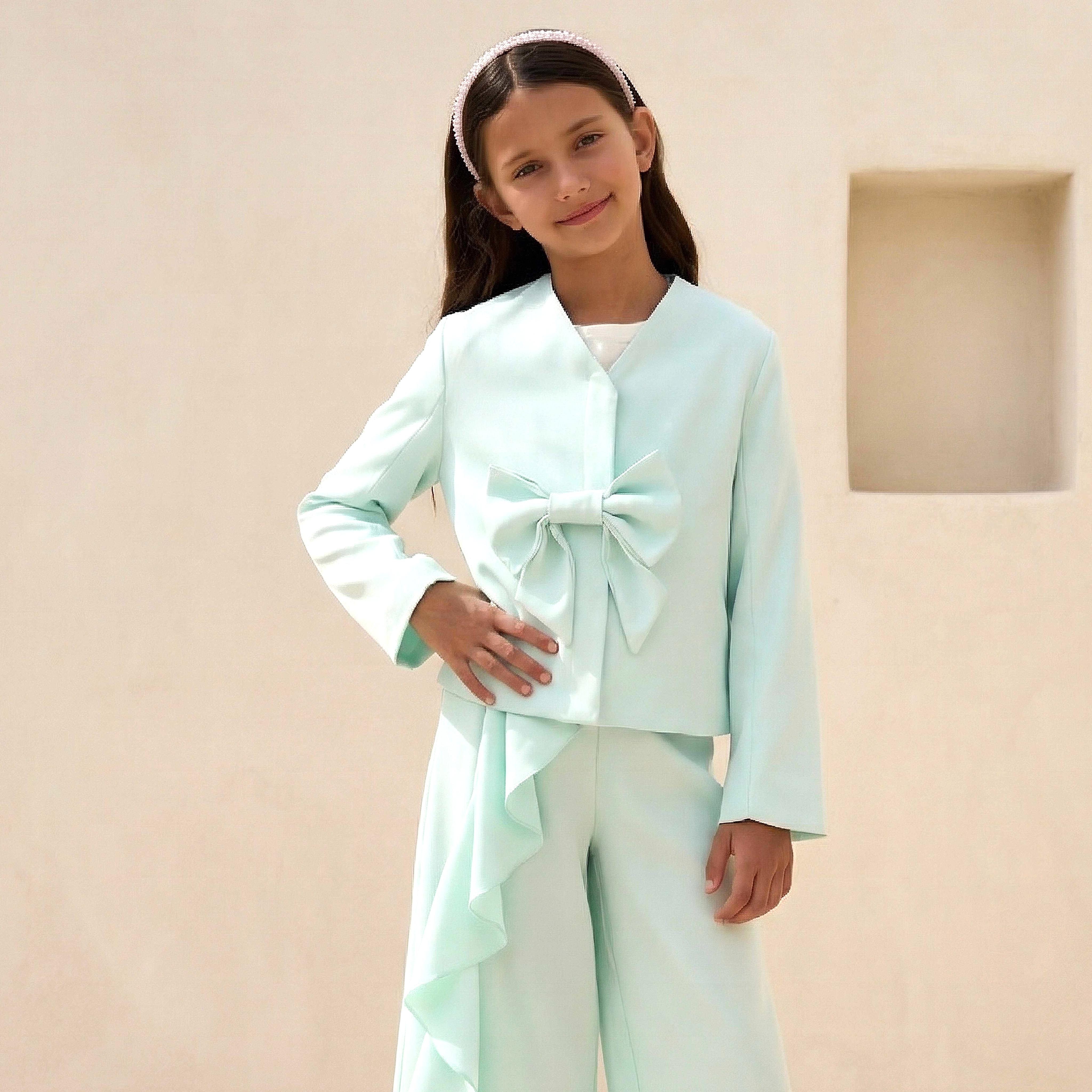 Juniors Bow Accent Jacket with Long Sleeves-girls-clothing-jacketsandcoats-image-2