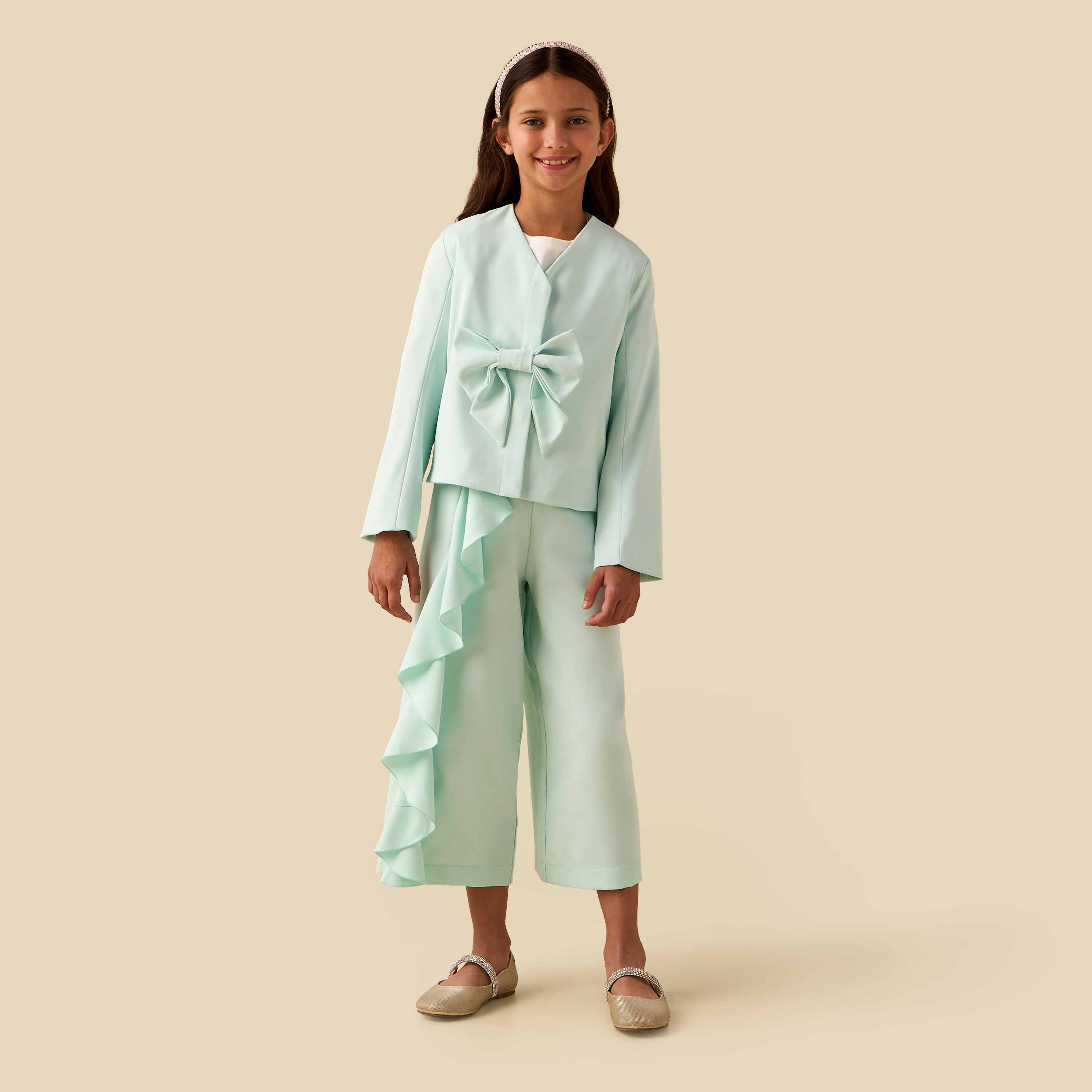 Juniors Bow Accent Jacket with Long Sleeves-girls-clothing-jacketsandcoats-image-3