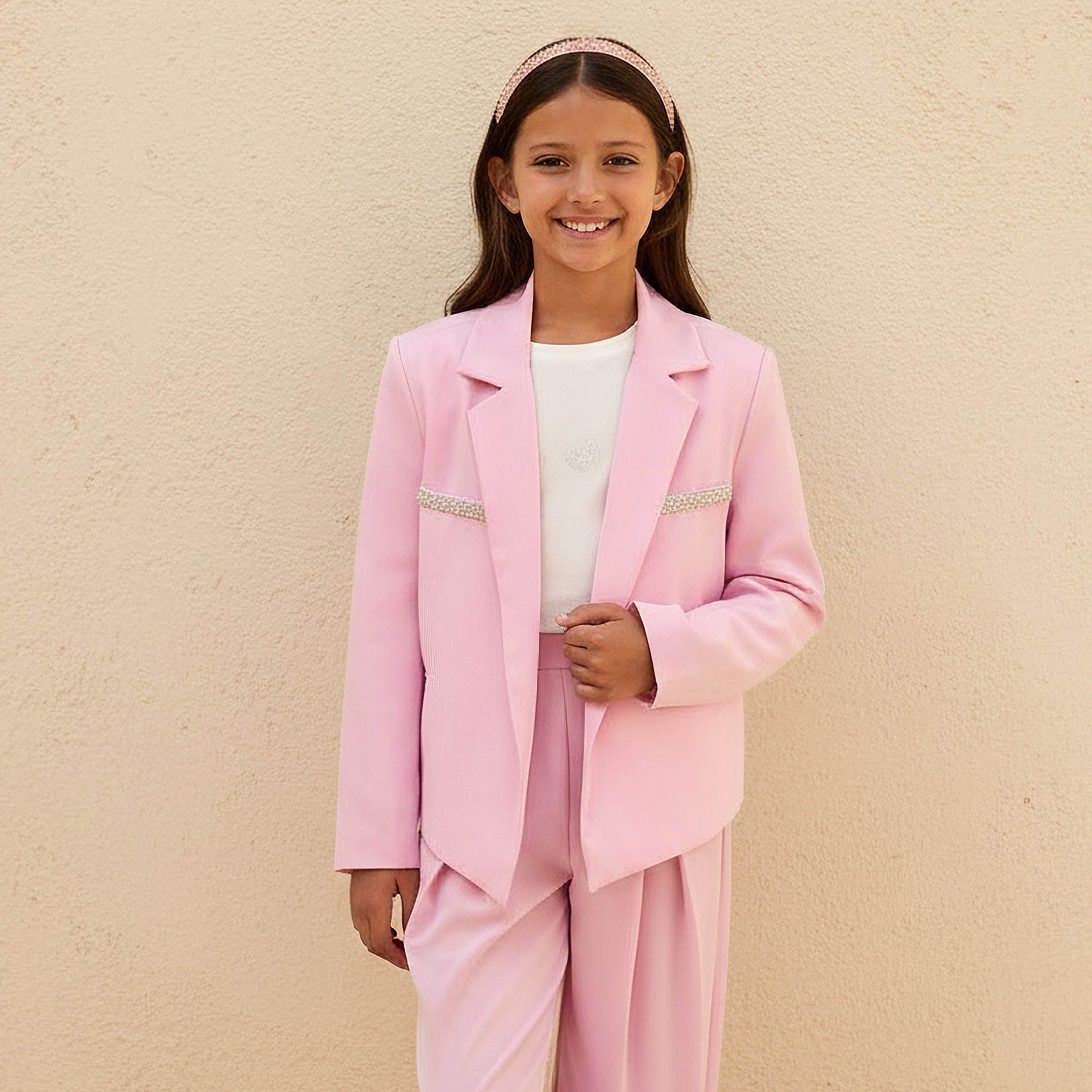Juniors Embellished Blazer with Notch Lapel-girls-clothing-jacketsandcoats-image-1