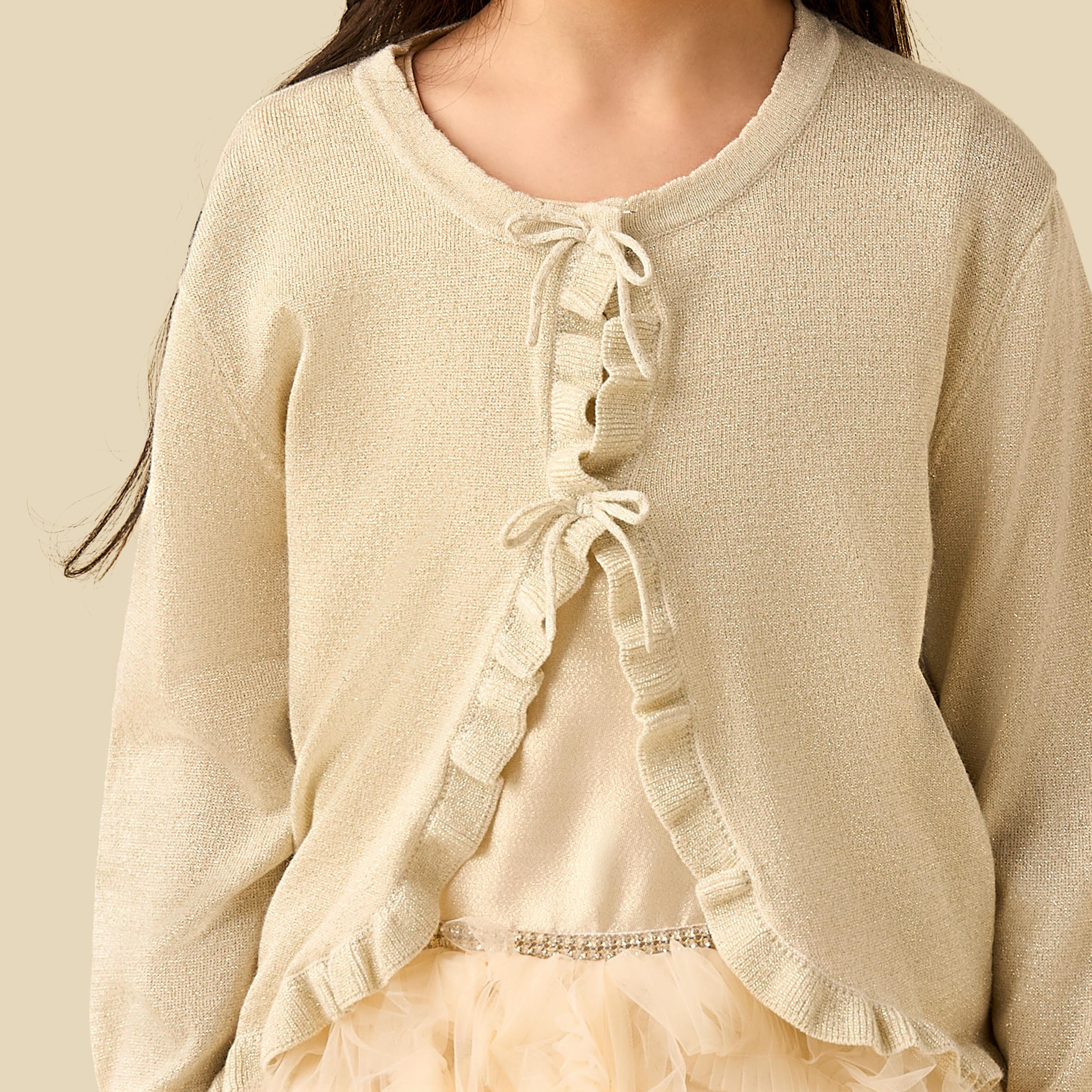 Juniors Ruffle Detail Cardigan with Long Sleeves-girls-clothing-jumpersandcardigans-image-4