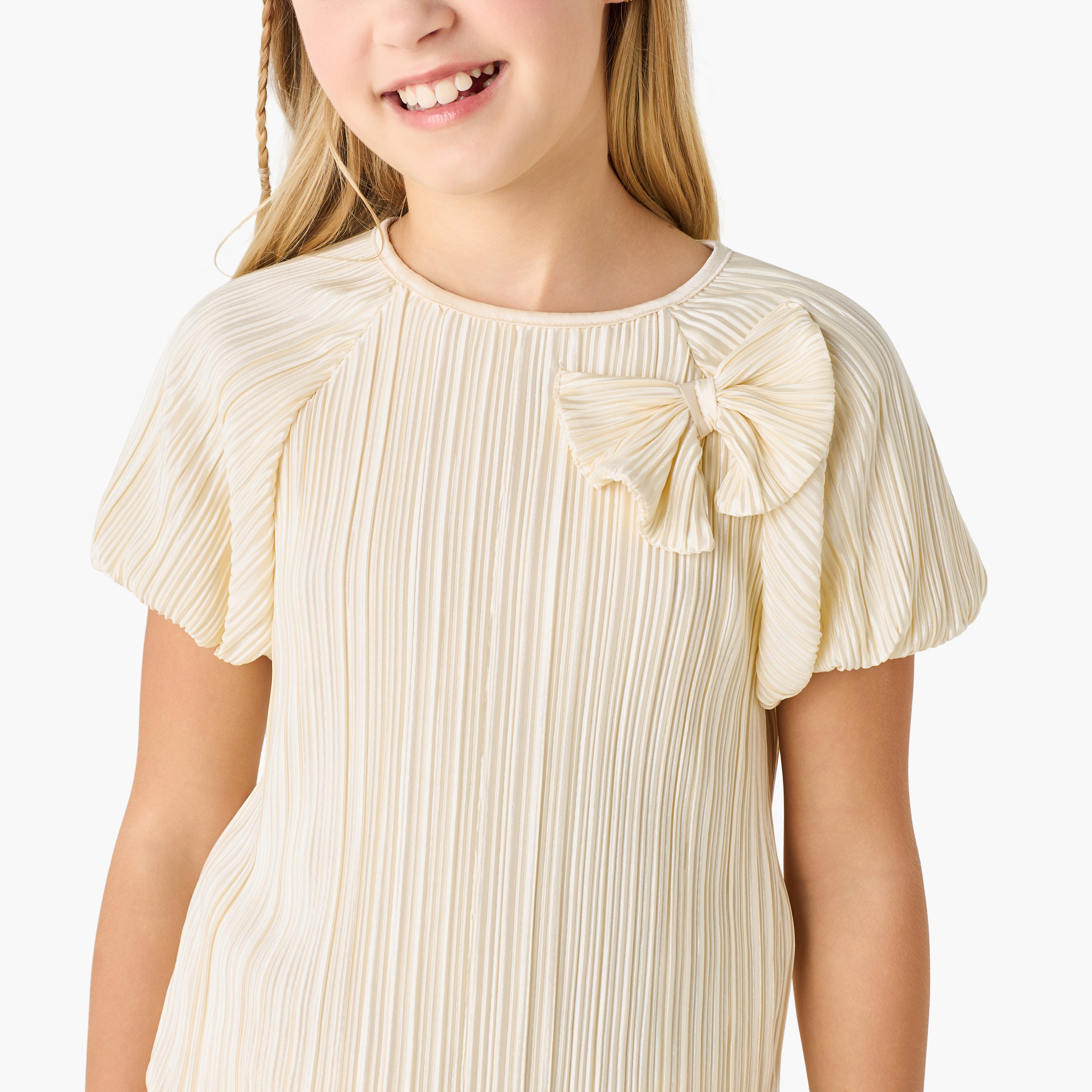 Juniors Round Neck Short Sleeve Top and Pants Set with Elasticated Waist-girls-clothing-setsandcoords-image-5