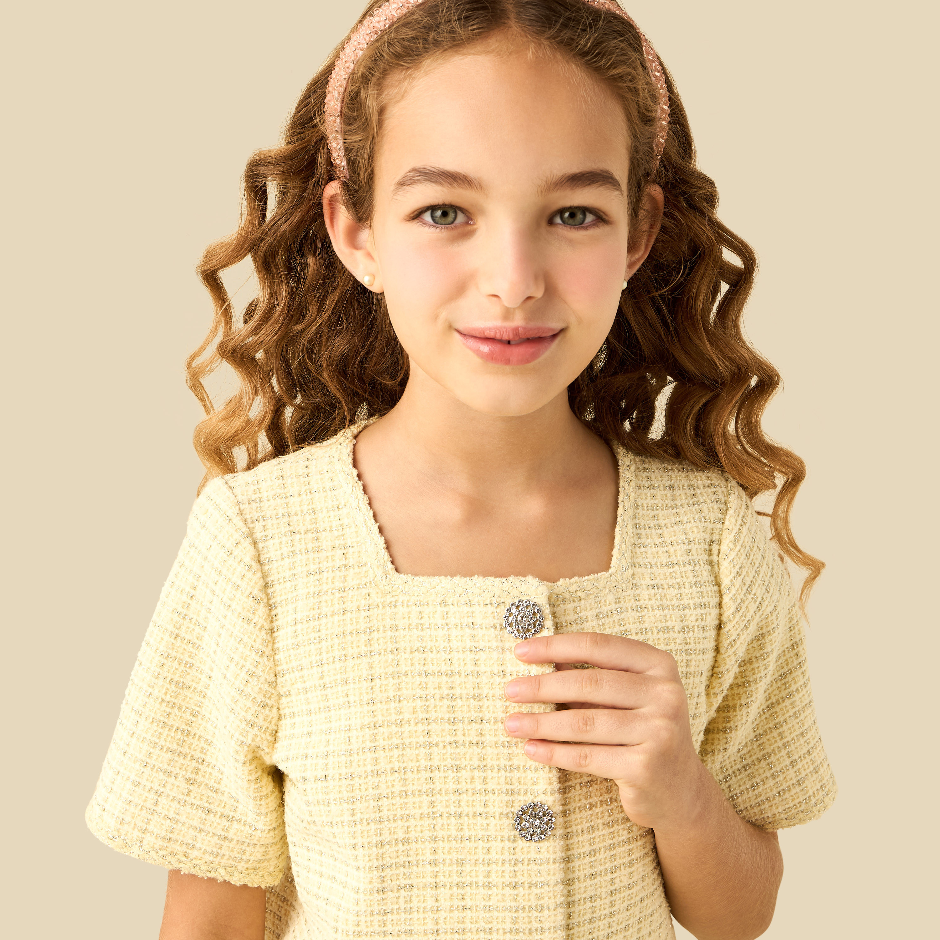 Juniors Square Neck Short Sleeves Shirt and Shorts Set with Texture-girls-clothing-setsandcoords-image-6