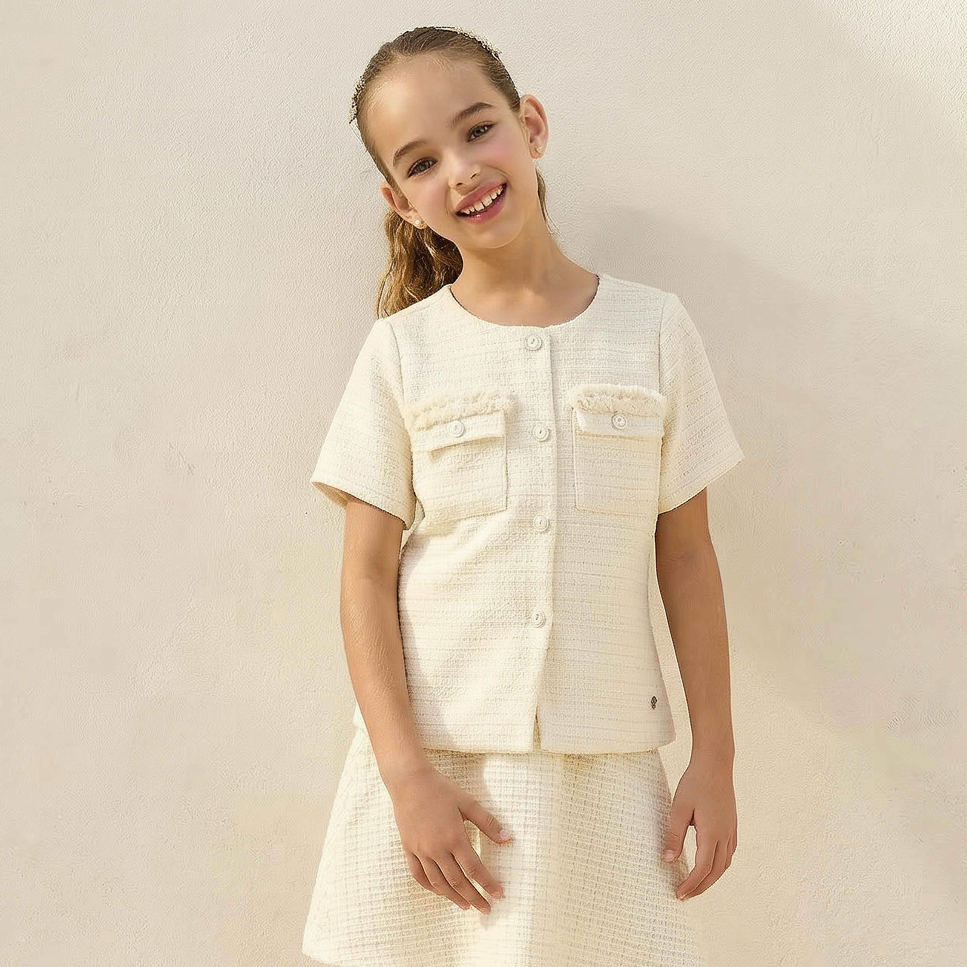 Eligo Round Neck Short Sleeves Shirt with Ruffle Detail-girls-clothing-blousesandshirts-image-1