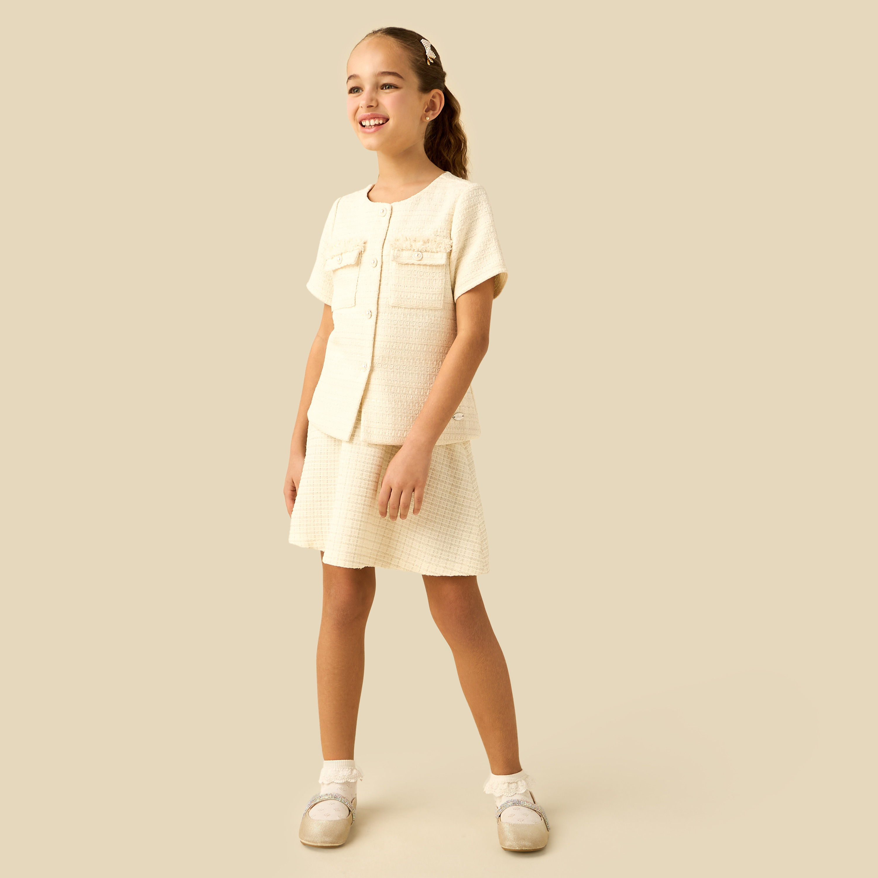 Eligo Round Neck Short Sleeves Shirt with Ruffle Detail-girls-clothing-blousesandshirts-image-2