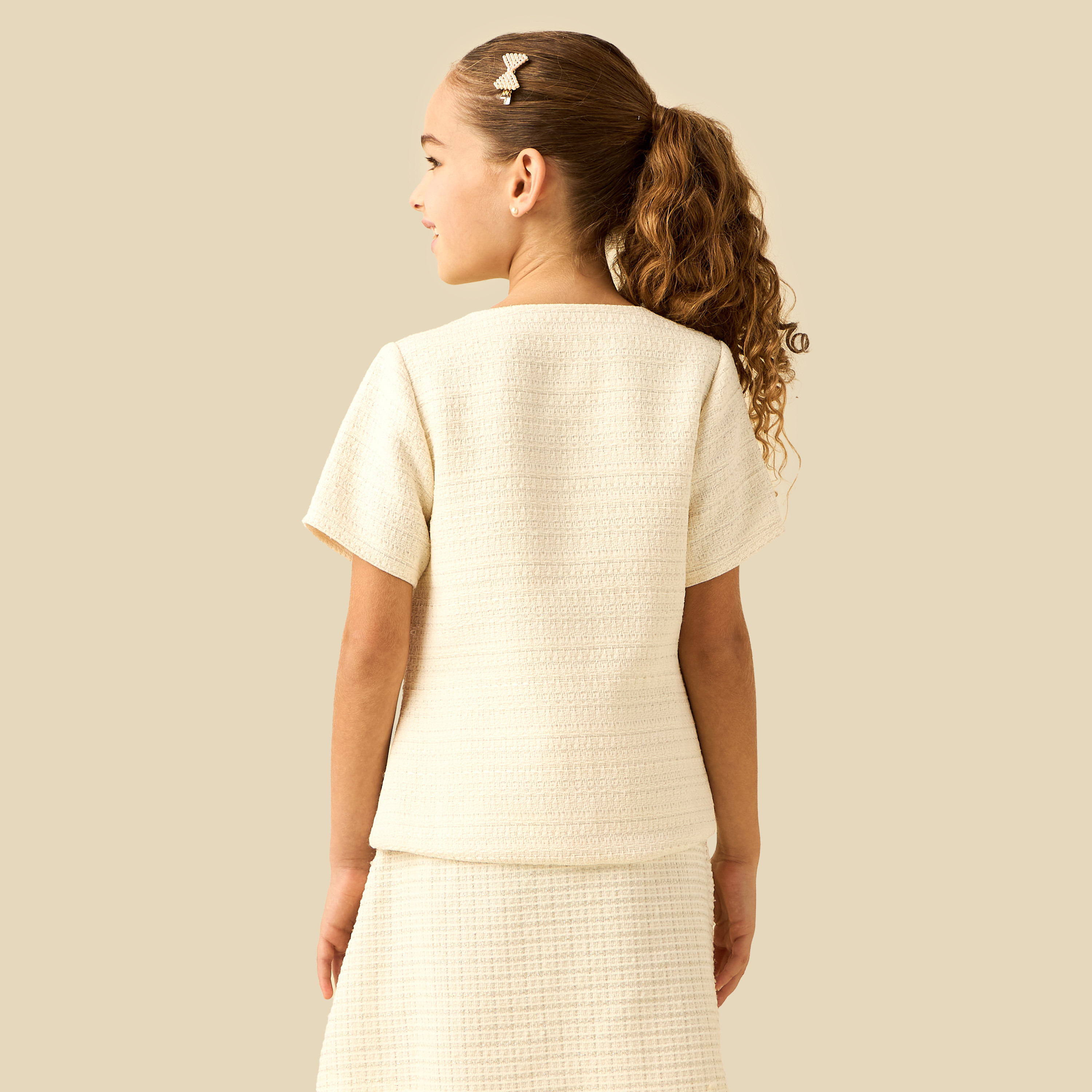 Eligo Round Neck Short Sleeves Shirt with Ruffle Detail-girls-clothing-blousesandshirts-image-3