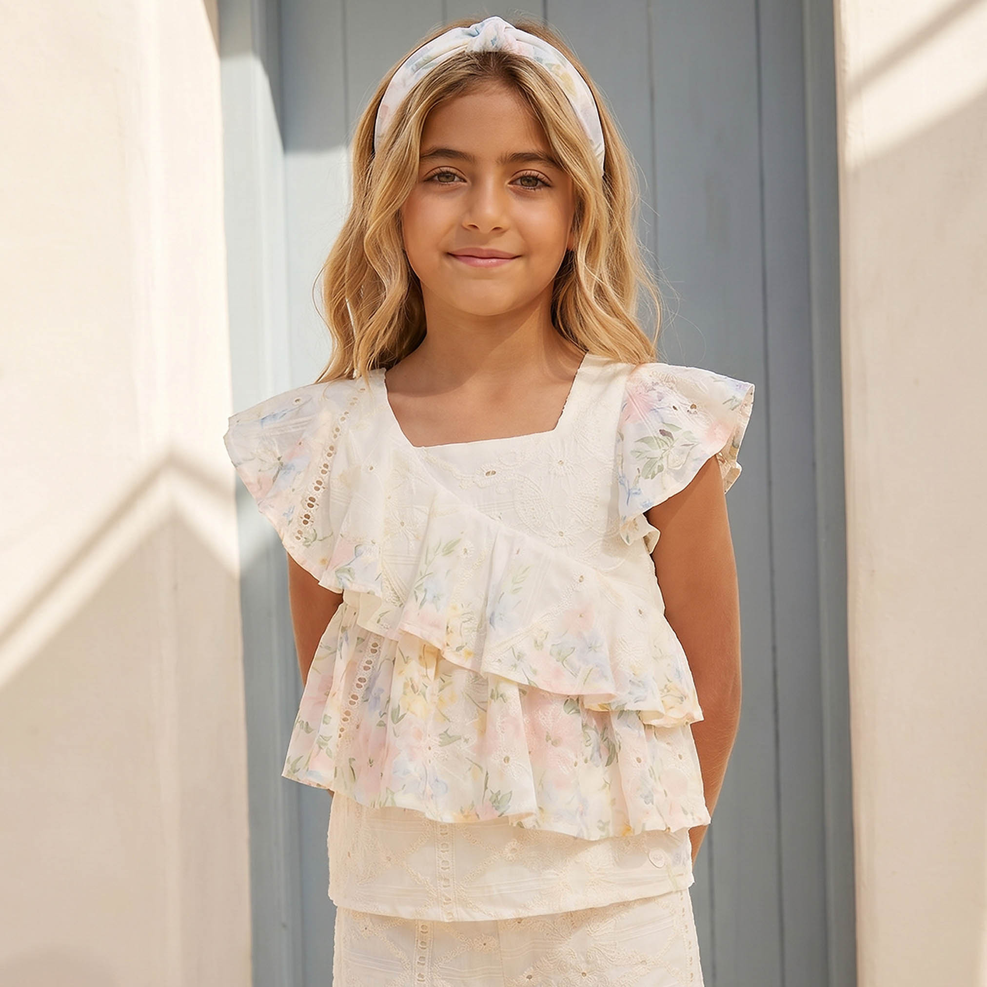 بلوزة بدون أكمام بياقة مربعة وكشكش من إليجو-girls-clothing-blousesandshirts-image-6