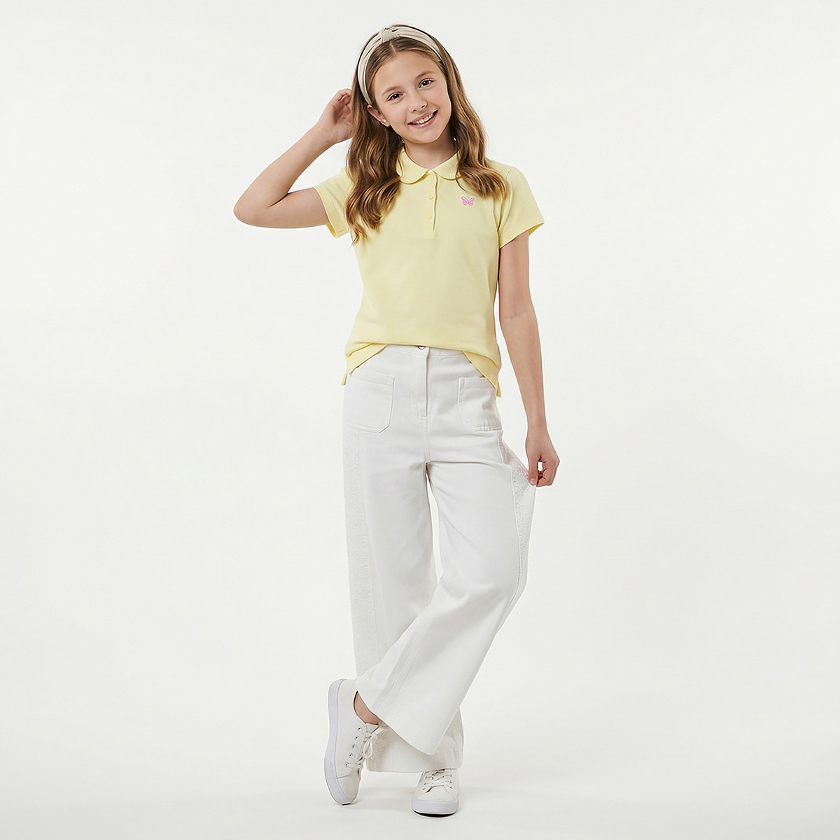 Eligo Trousers with Pockets, Buttoned Waist-girls-clothing-bottoms-trousers-image-2