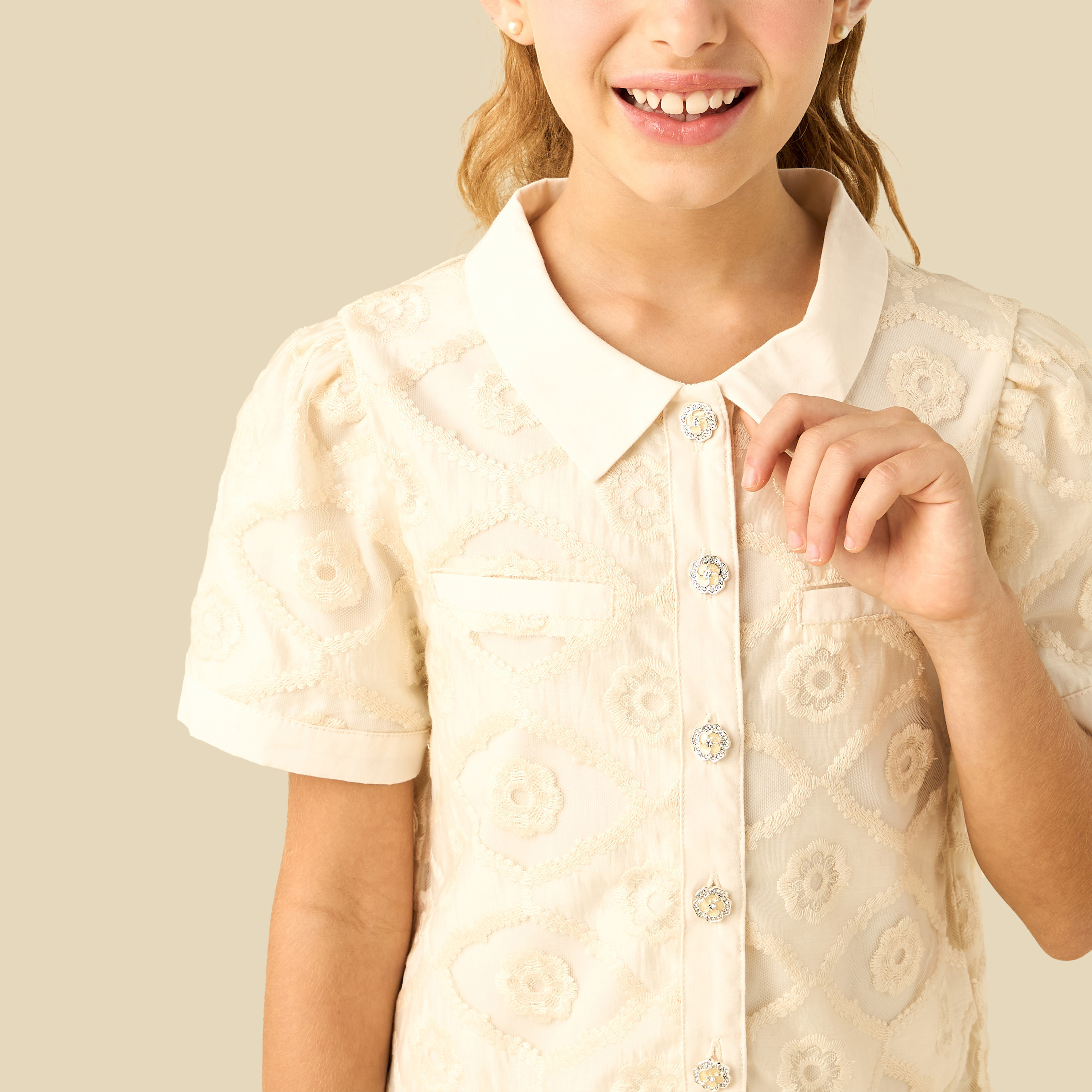 Eligo Collared Neck Short Sleeves A-Line Dress with Button Closure-girls-clothing-dressesandjumpsuits-image-5