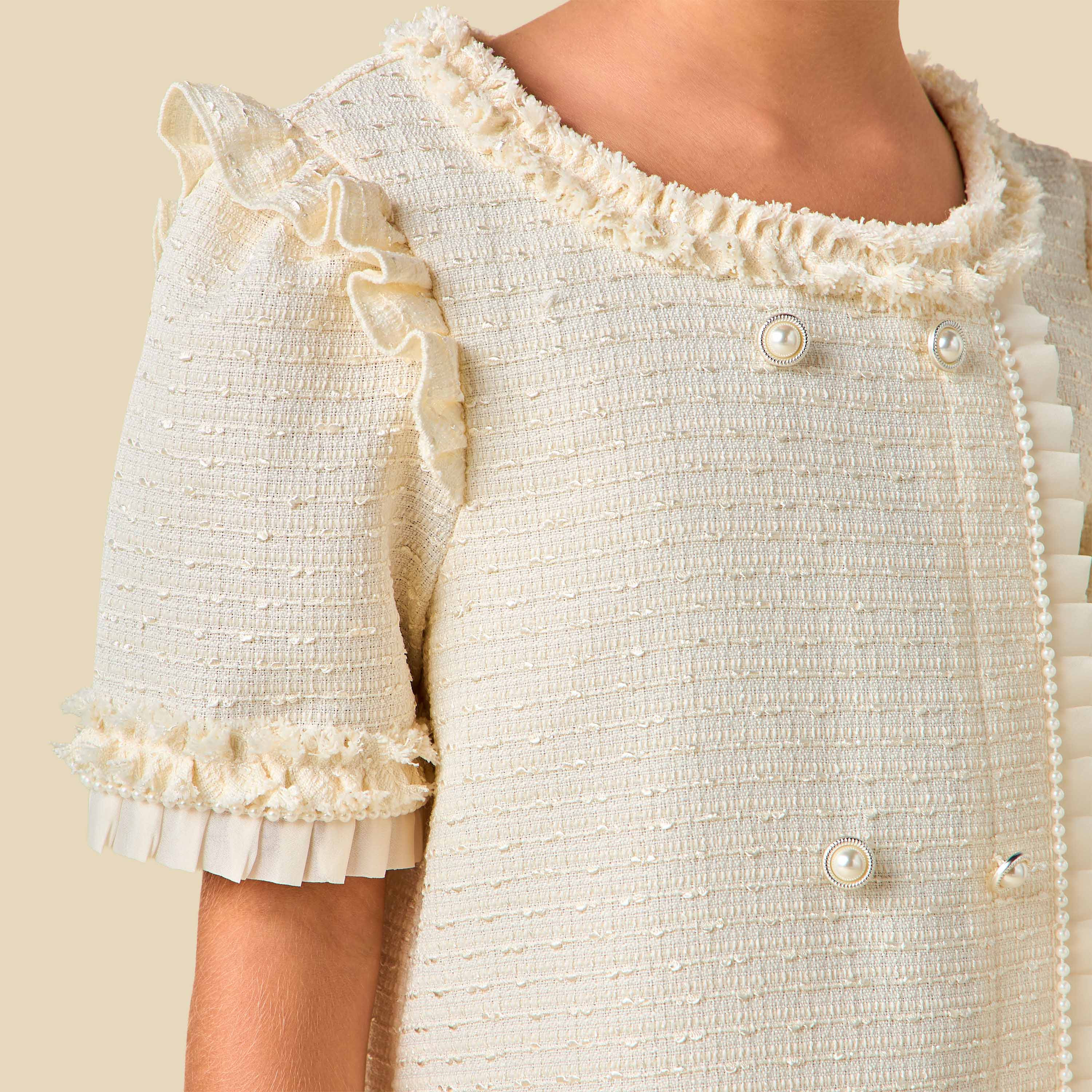 فستان إيه لاين بياقة مستديرة وأكمام قصيرة وكشكش من إليجو-girls-clothing-dressesandjumpsuits-image-5