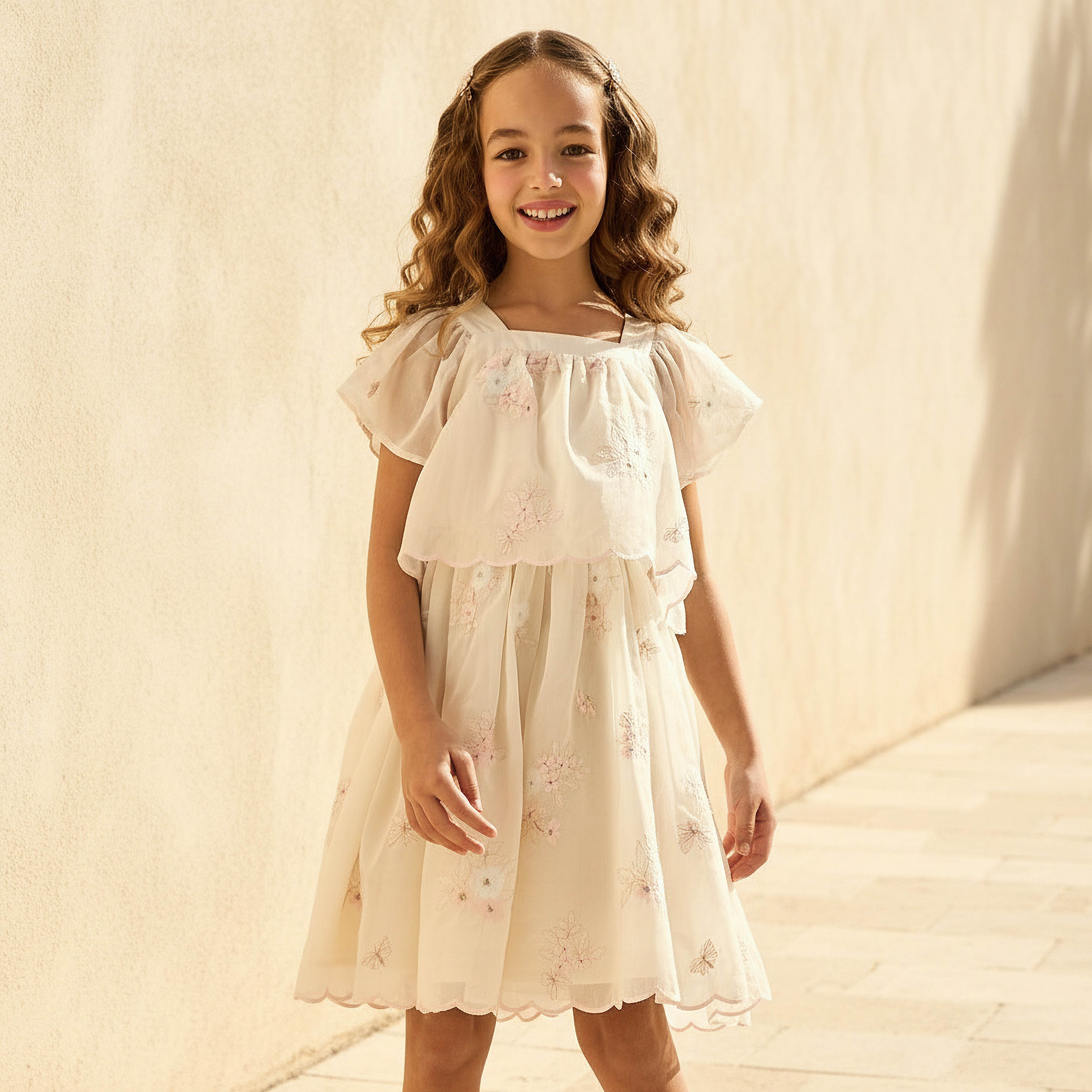 Eligo Square Neck Flutter Sleeve Prom Dress with Embroidery-girls-clothing-dressesandjumpsuits-image-1
