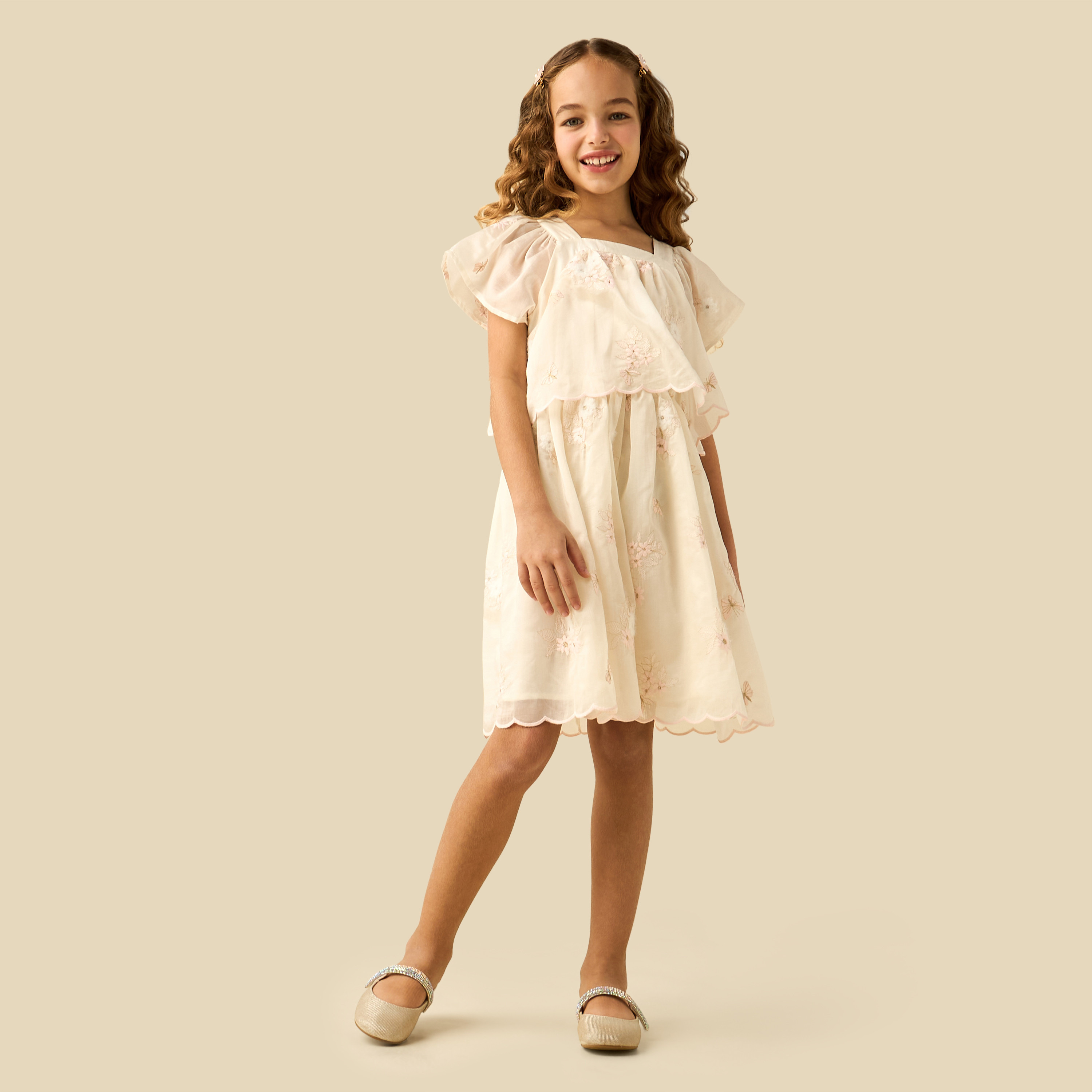 Eligo Square Neck Flutter Sleeve Prom Dress with Embroidery-girls-clothing-dressesandjumpsuits-image-2