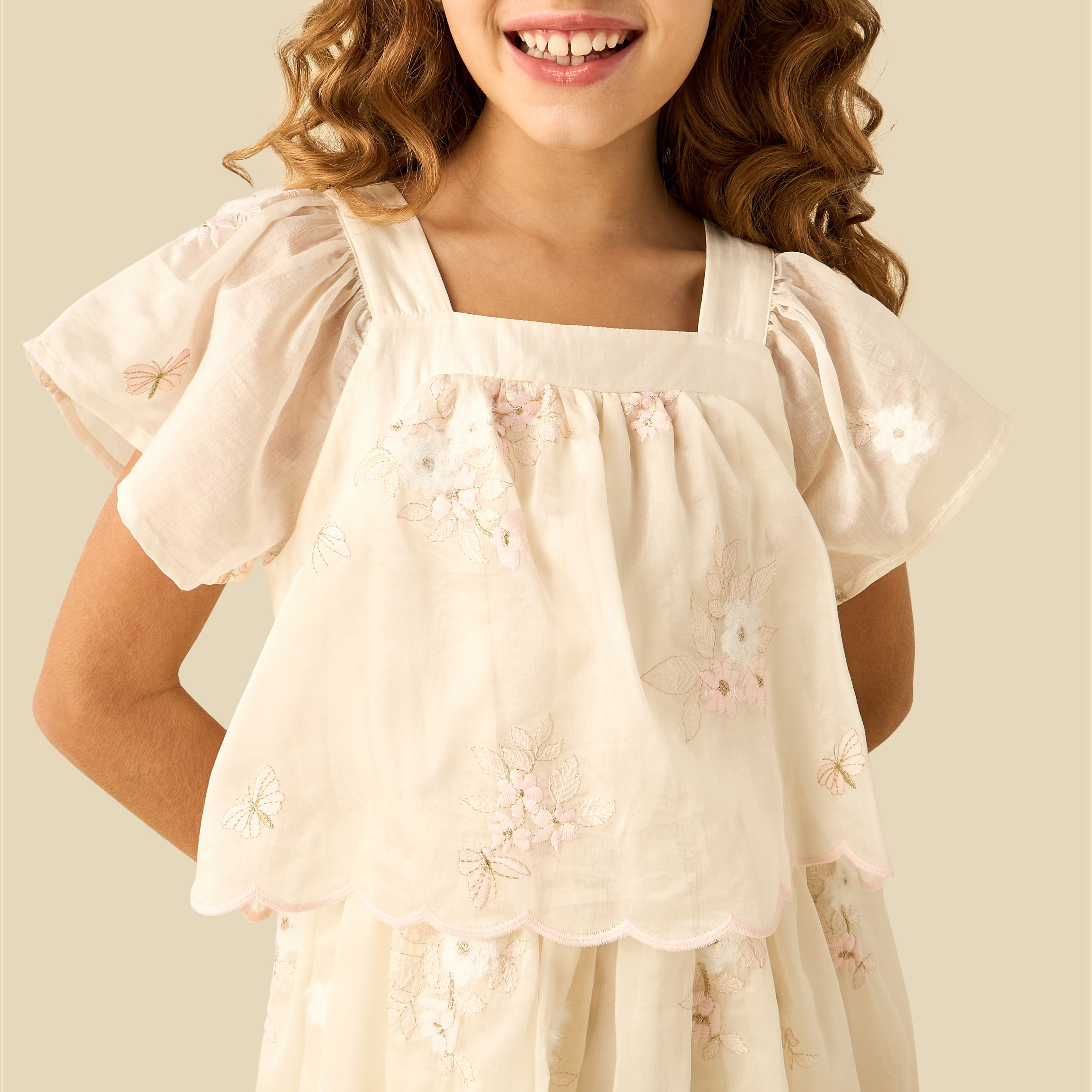 Eligo Square Neck Flutter Sleeve Prom Dress with Embroidery-girls-clothing-dressesandjumpsuits-image-4