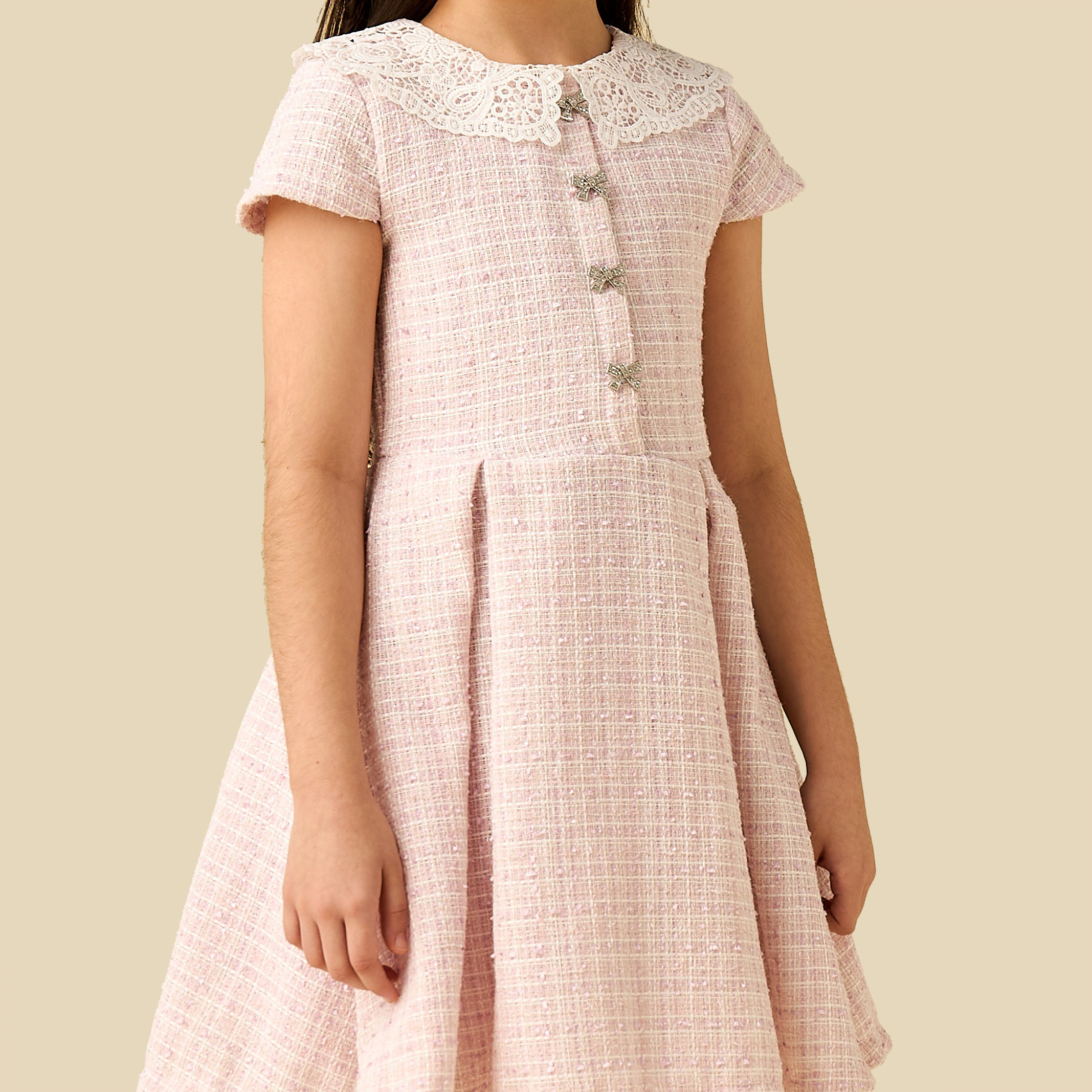 Eligo Peter Pan Collar Short Sleeves A-Line Dress with Pleats-girls-clothing-dressesandjumpsuits-image-4