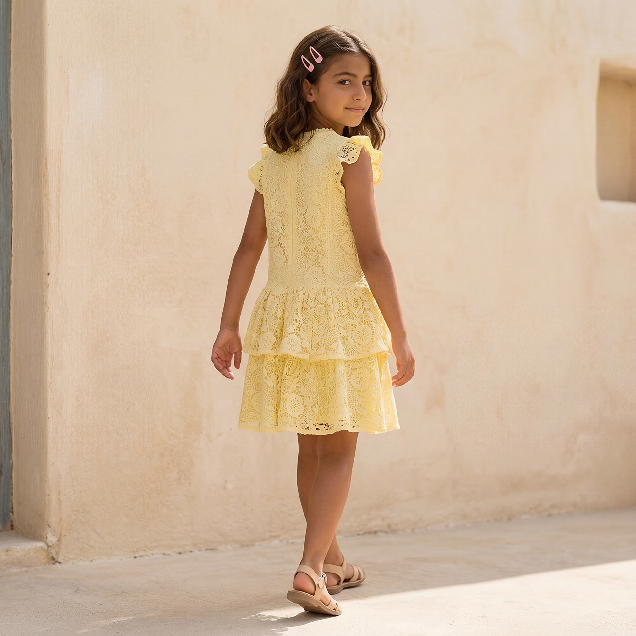 Eligo Round Neck Sleeveless Knee-Length Dress with Lace Design-girls-clothing-dressesandjumpsuits-image-3