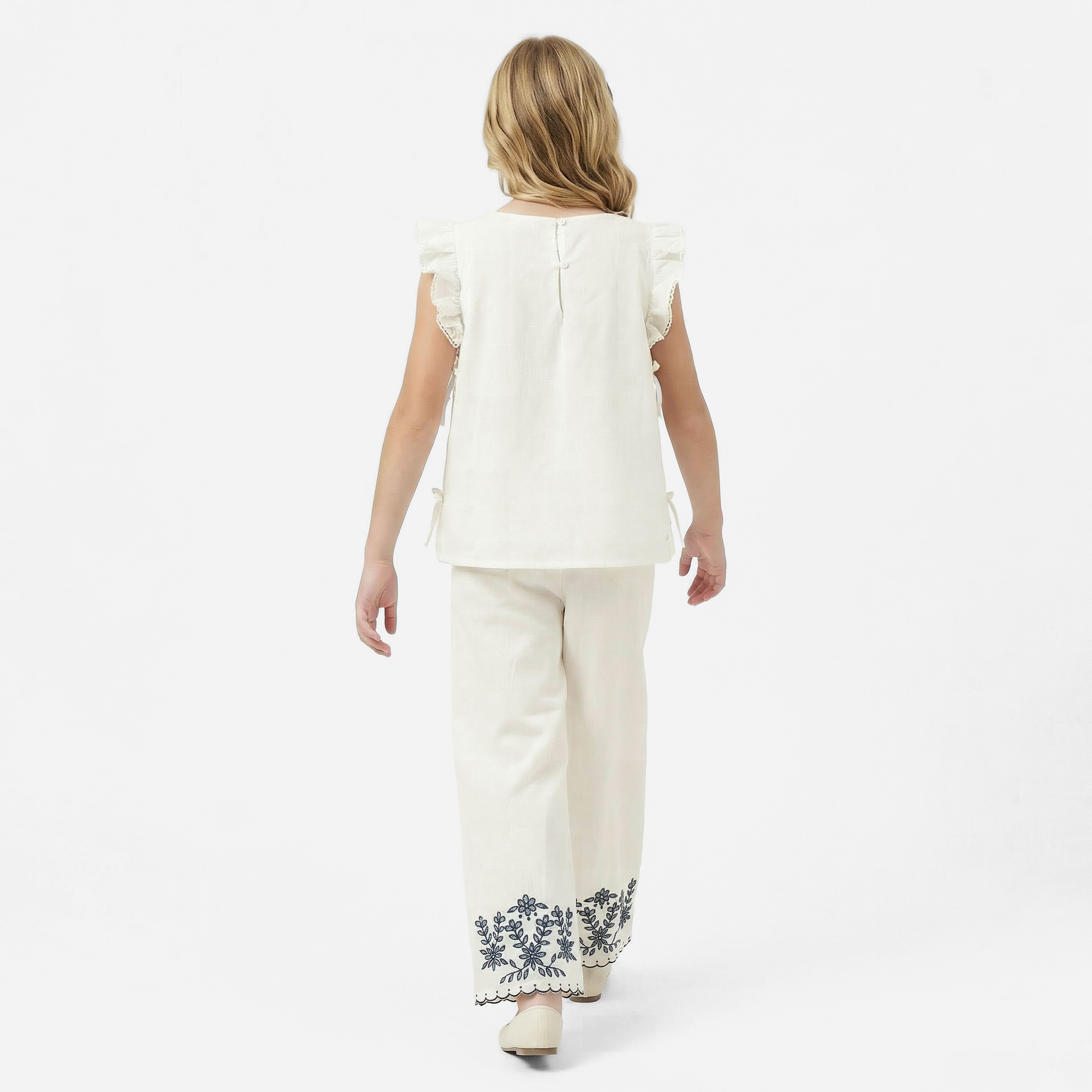 Eligo Round Neck Sleeveless Top and Pants Set with Floral Embroidery-girls-clothing-setsandcoords-image-3