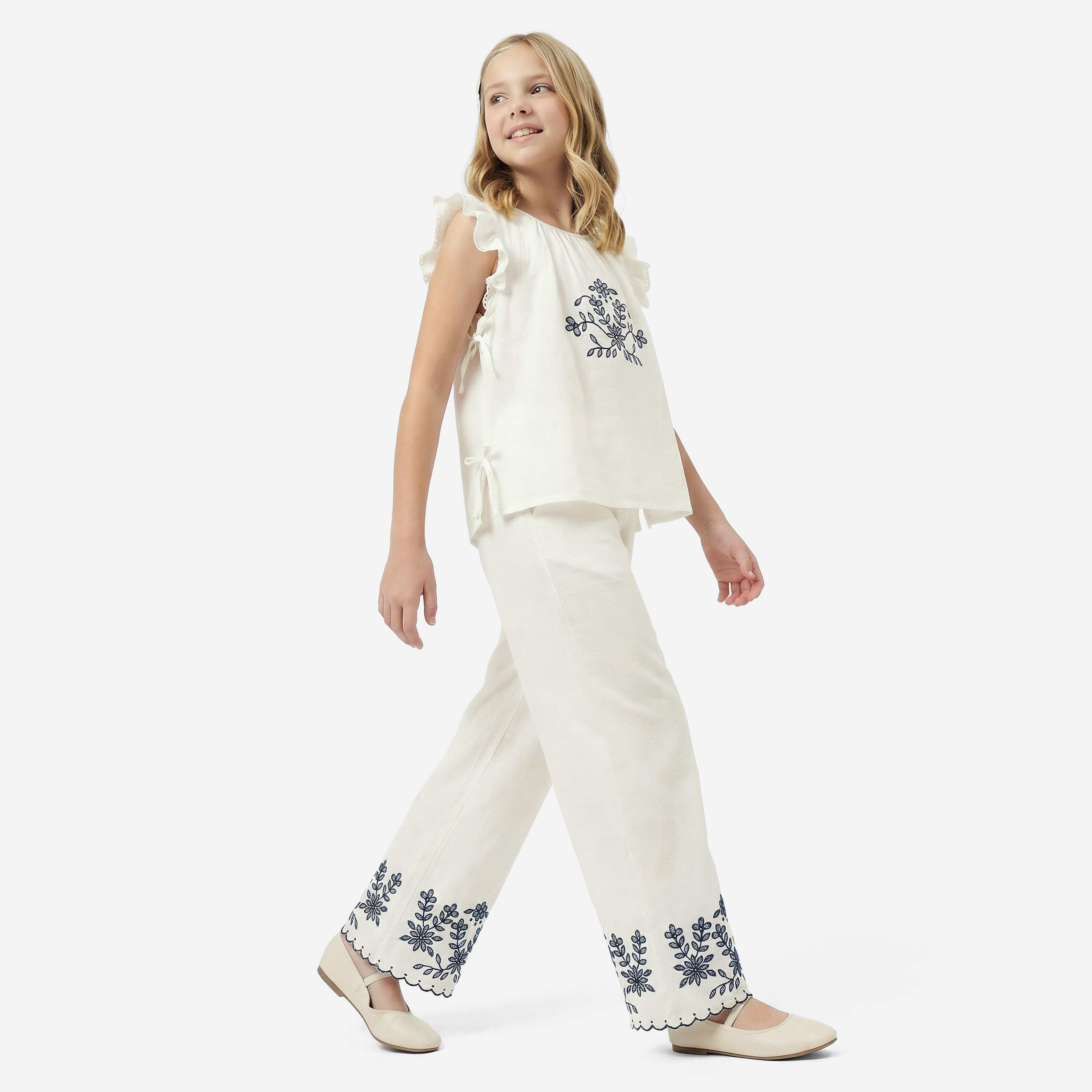 Eligo Round Neck Sleeveless Top and Pants Set with Floral Embroidery-girls-clothing-setsandcoords-image-7