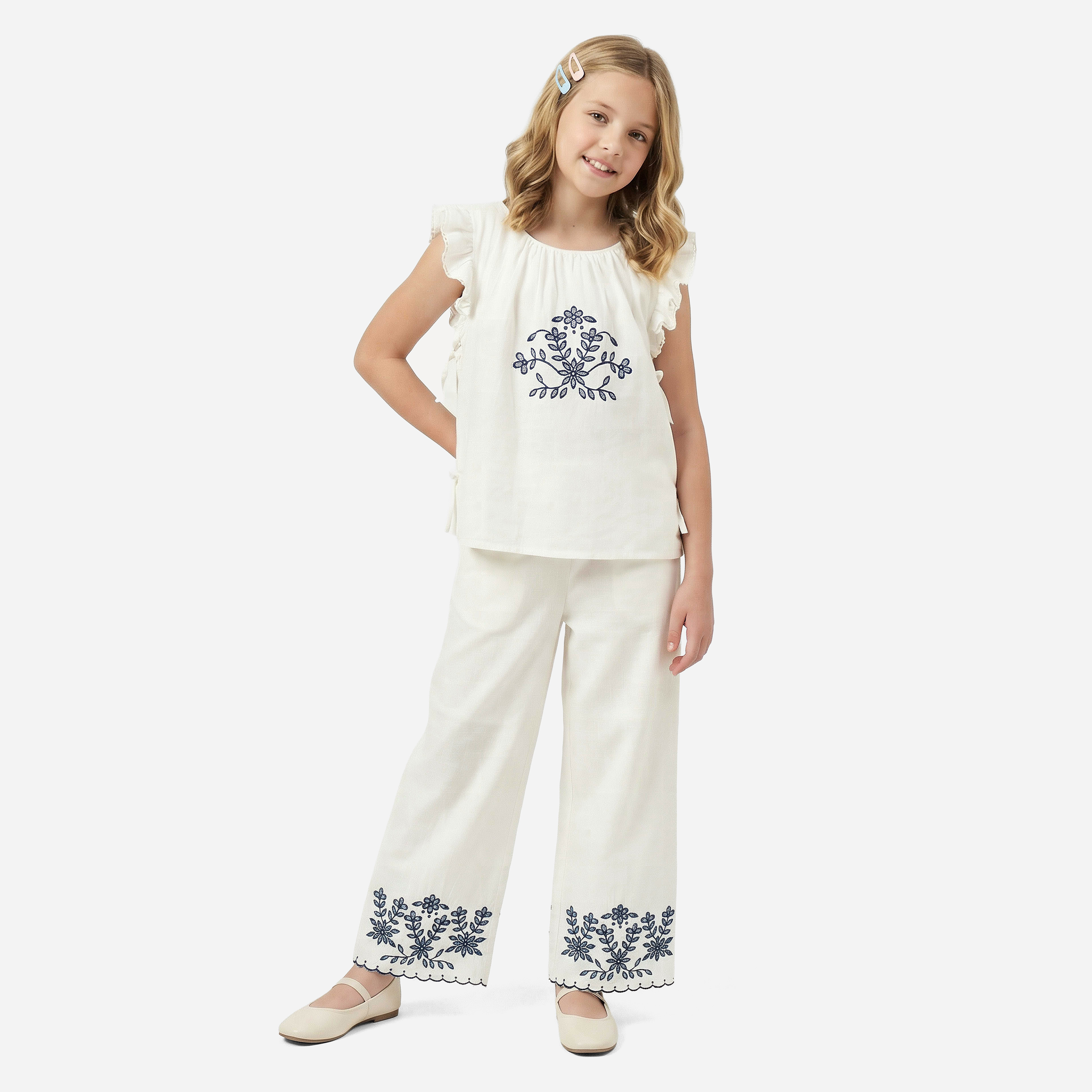 Eligo Round Neck Sleeveless Top and Pants Set with Floral Embroidery-girls-clothing-setsandcoords-image-8